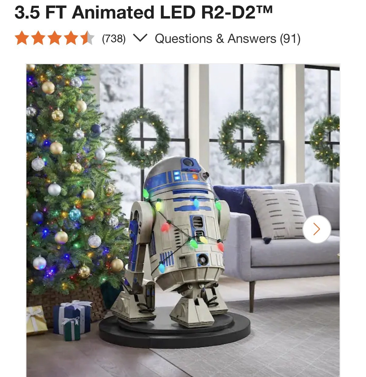 NEW Star Wars R2-D2 3.5FT Near Life-Size Animatronic LED Motion Sound Home Depot