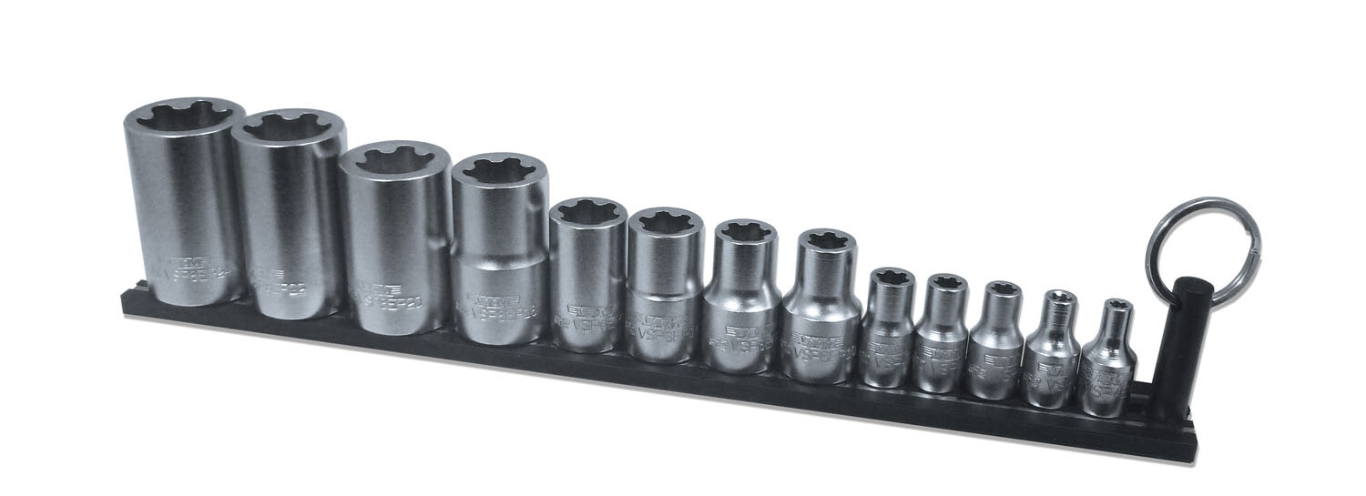 VIM 13pc Female/ E-Torx Plus Socket Set EP4 to EP24 w/ Magnetic Rail #TMS-VSEP