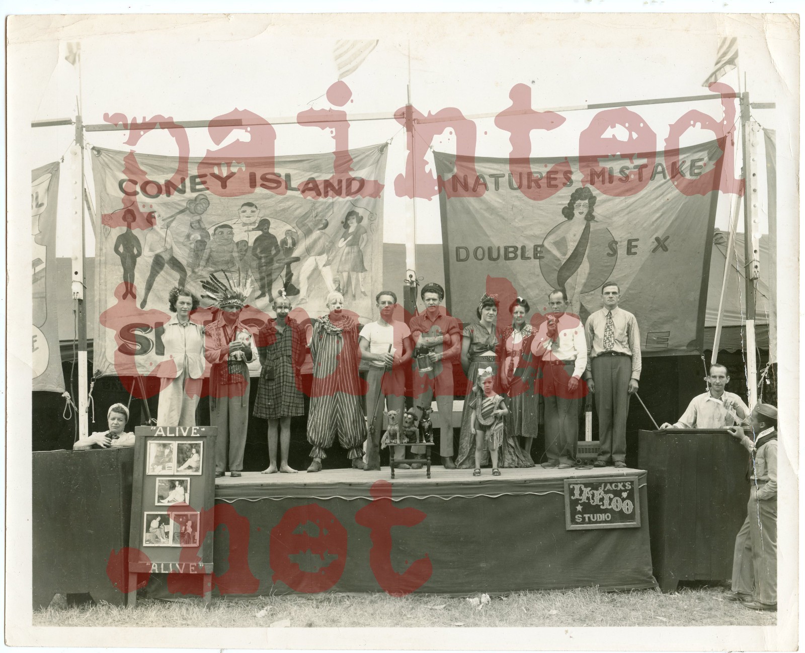 original antique coney island new york NYC circus sideshow freak tattoo photo