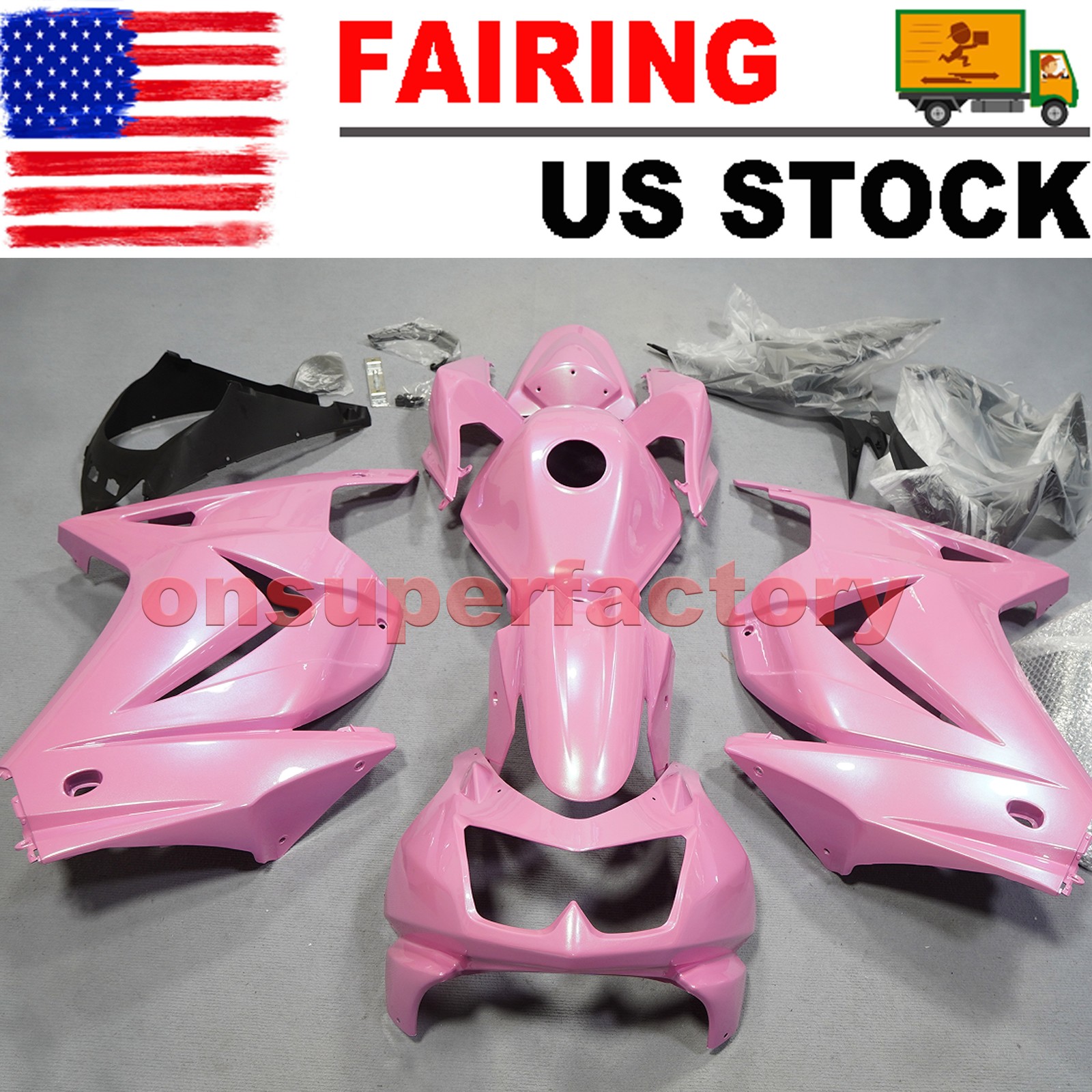 ABS Plastic Fairing Kit+Tank For Kawasaki Ninja 250R 2008-2012 Pink Chameleon