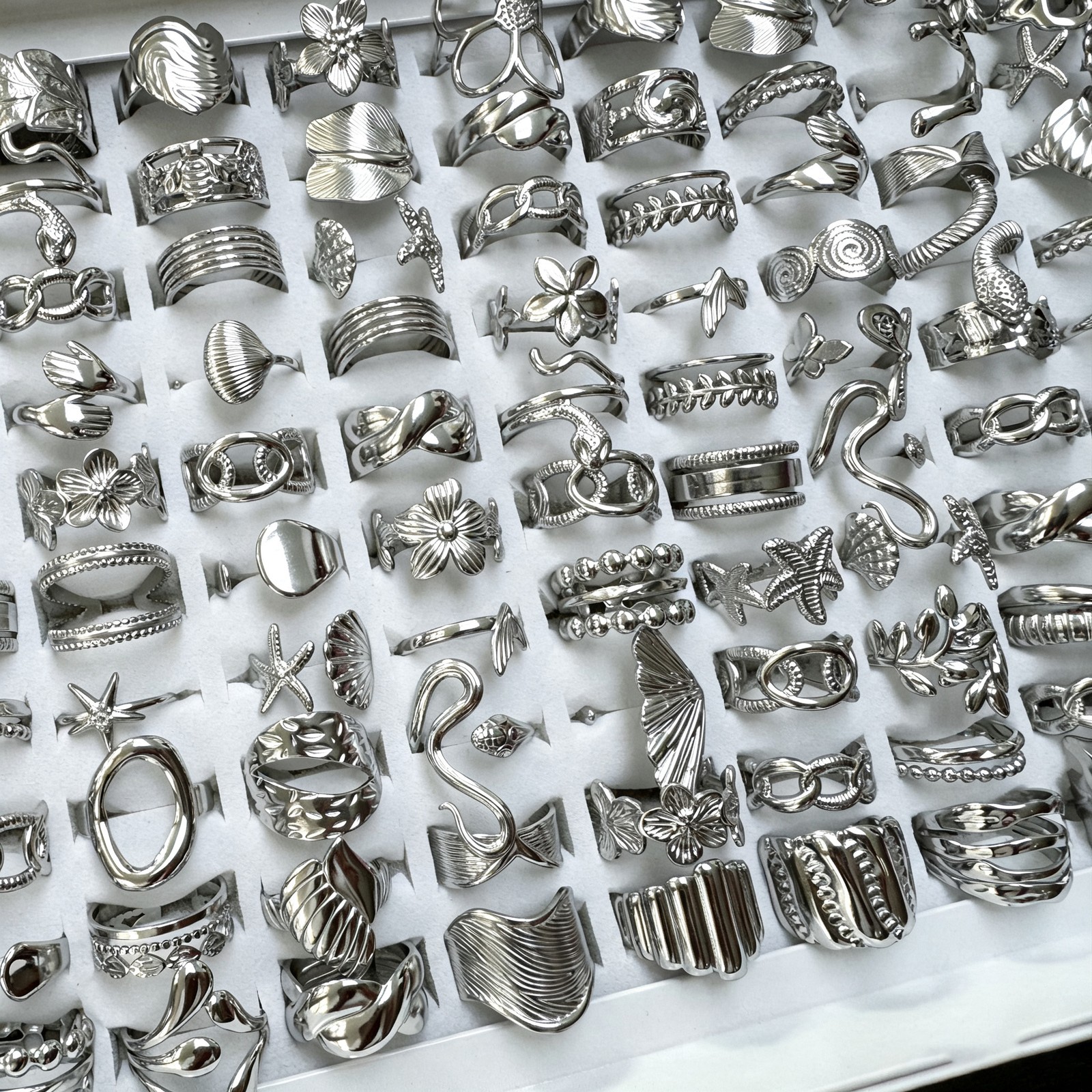 50/100PCS Stainless Steel Boho Adjustable Finger Ring Trendy Stackable Jewelry 50/100PCS Stainless Steel Boho Adjustable Finger Ring Trendy Stackable Jewelry