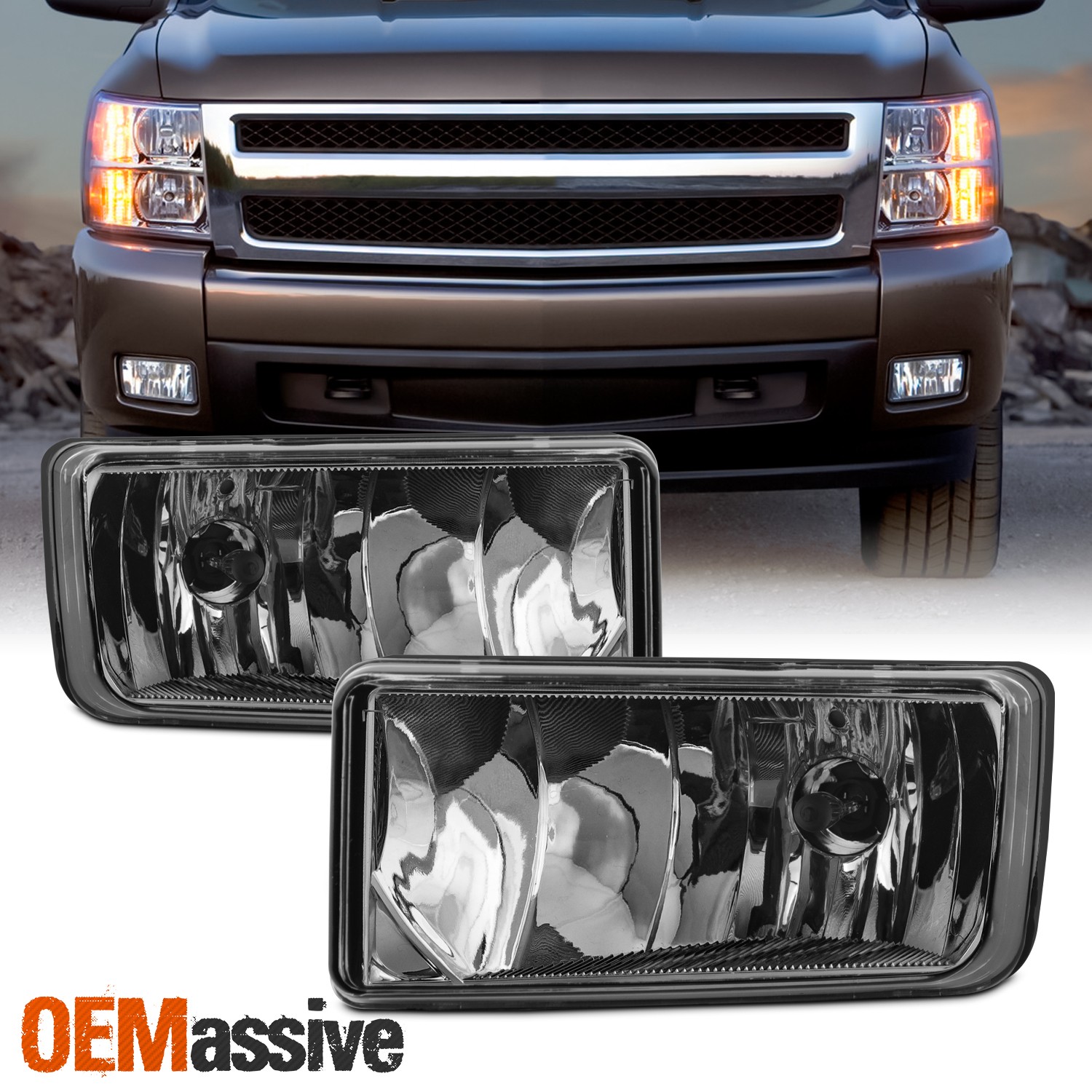 Fits 07-13 Silverado Suburban Tahoe Avalanche Bumper Clear Fog Lights w/Bulbs