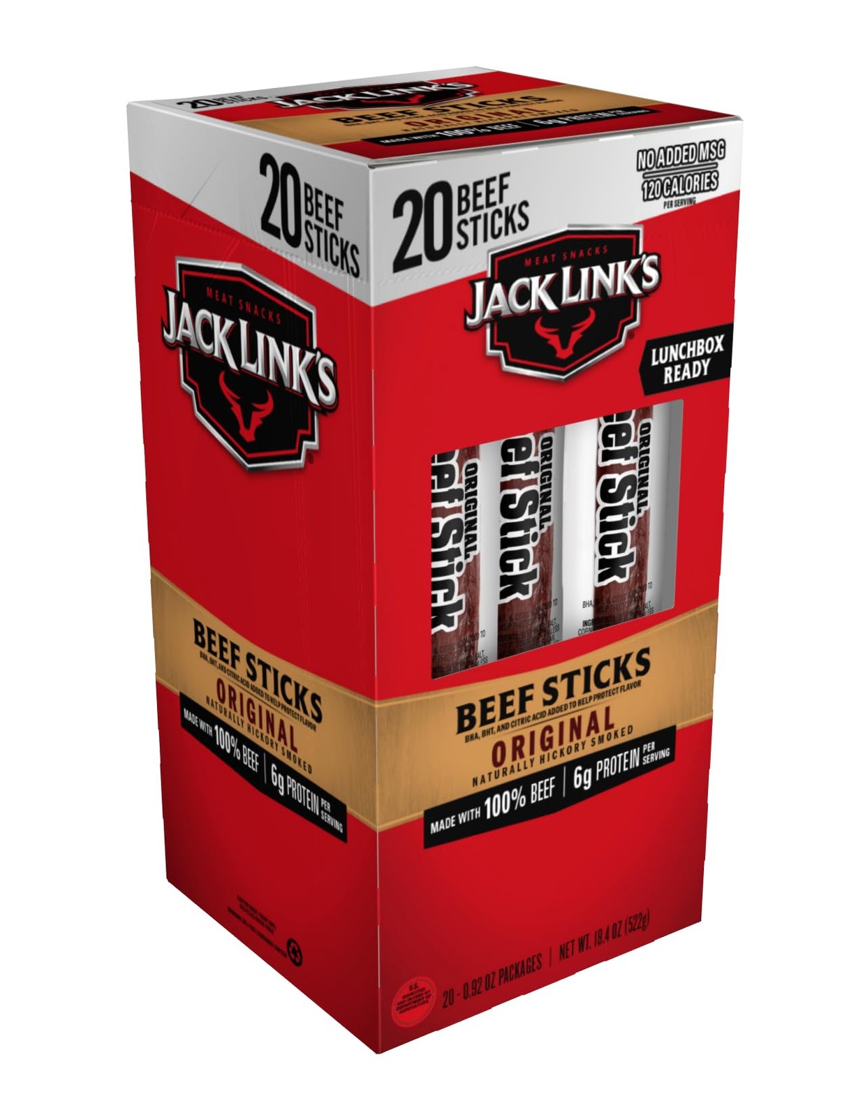 Jack Link\'s Original Beef Jerky Sticks - 0.92 Ounce (Pack of 20), Multi-Color