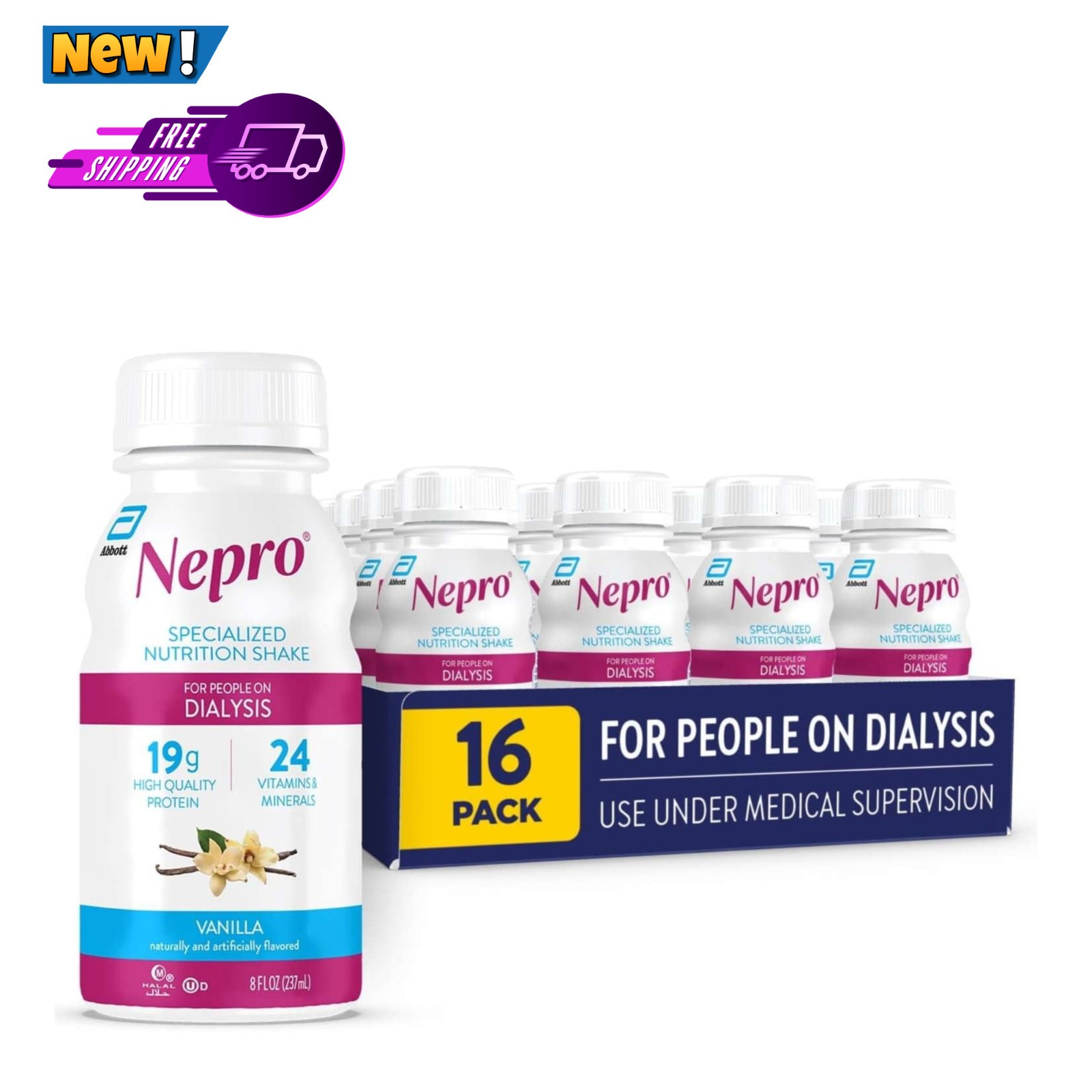Nepro Nutrition Shake Vanilla 16 Pack 19g Protein 8oz 