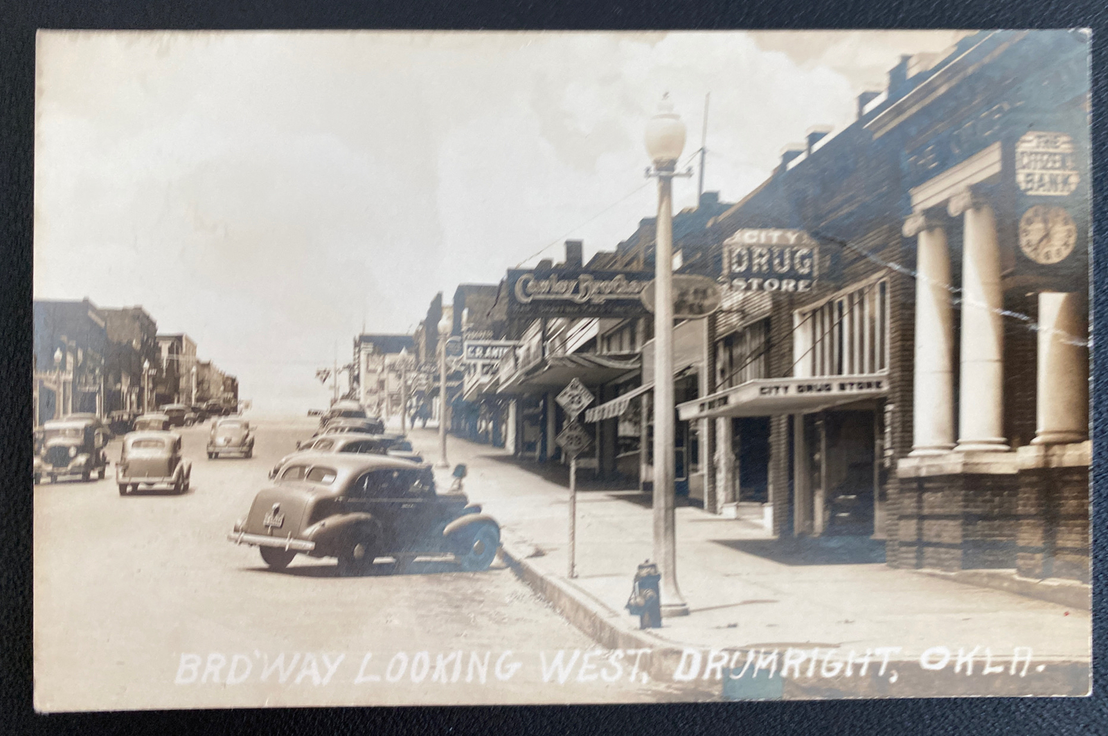Mint Usa Real Picture Postcard Broadway Looking West Drumright OK Mint Usa Real Picture Postcard Broadway Looking West Drumright OK
