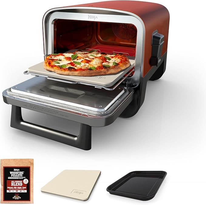 OB* Ninja Woodfire Pizza Oven 8-in-1 700°F Smoker Terracotta Red OO101 OB* Ninja Woodfire Pizza Oven 8-in-1 700°F Smoker Terracotta Red OO101