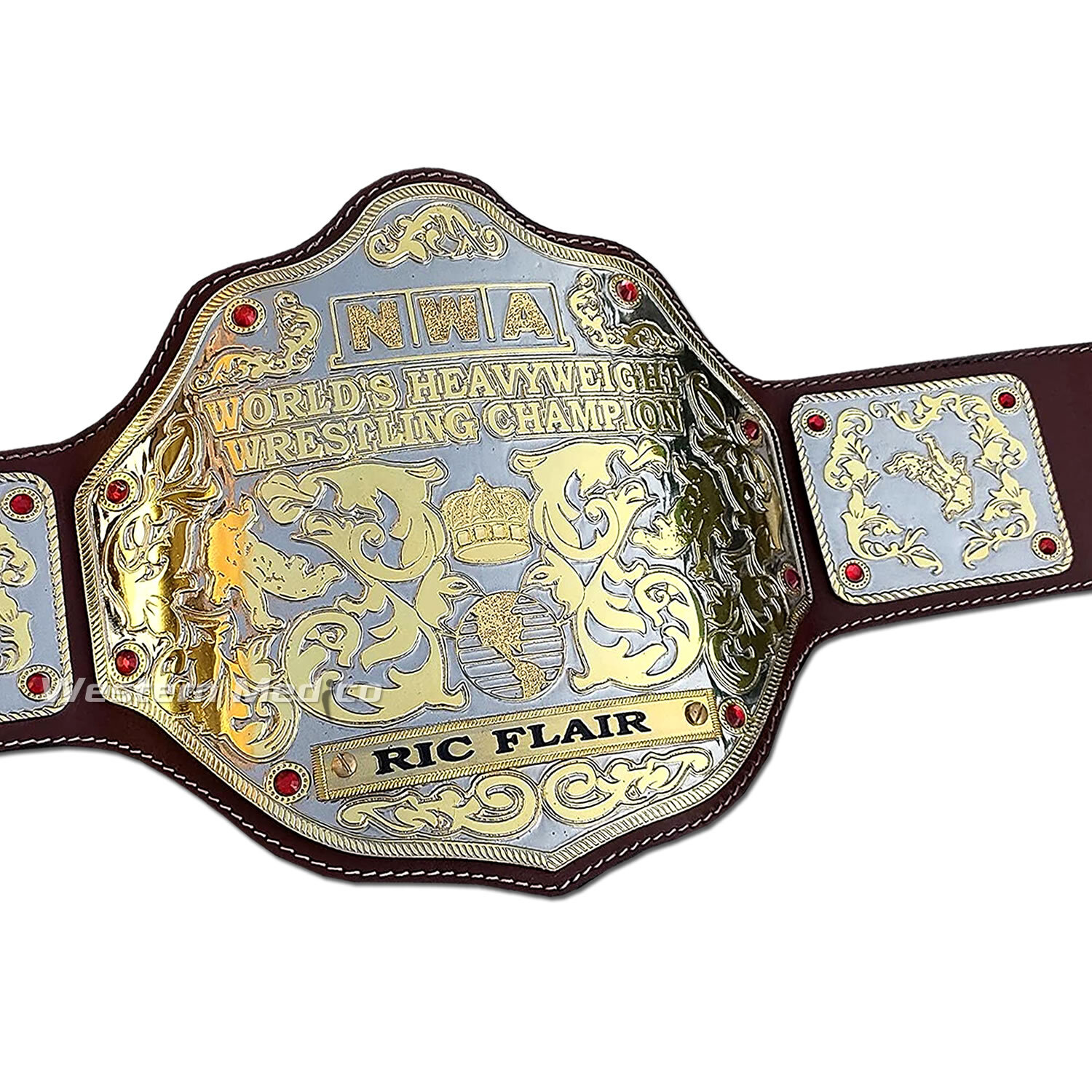 NWA Big Gold World Heavyweight Championship Replica Title Belt Leather 4mm Brass
