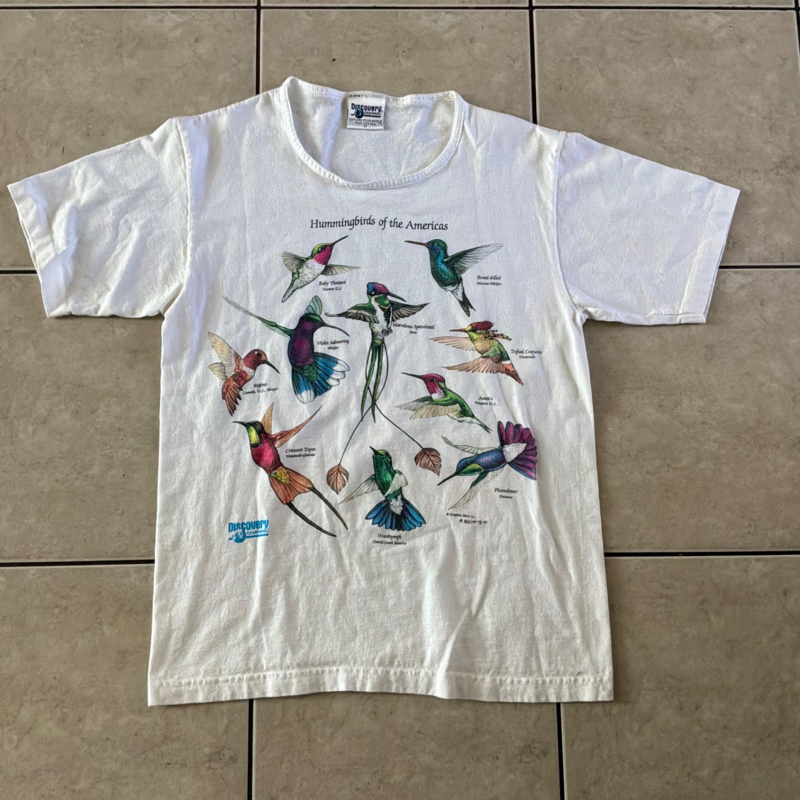 Vintage discovery Hummingbirds Flower Art White Floral T-Shirt Size Women’s M Vintage discovery Hummingbirds Flower Art White Floral T-Shirt Size Women’s M