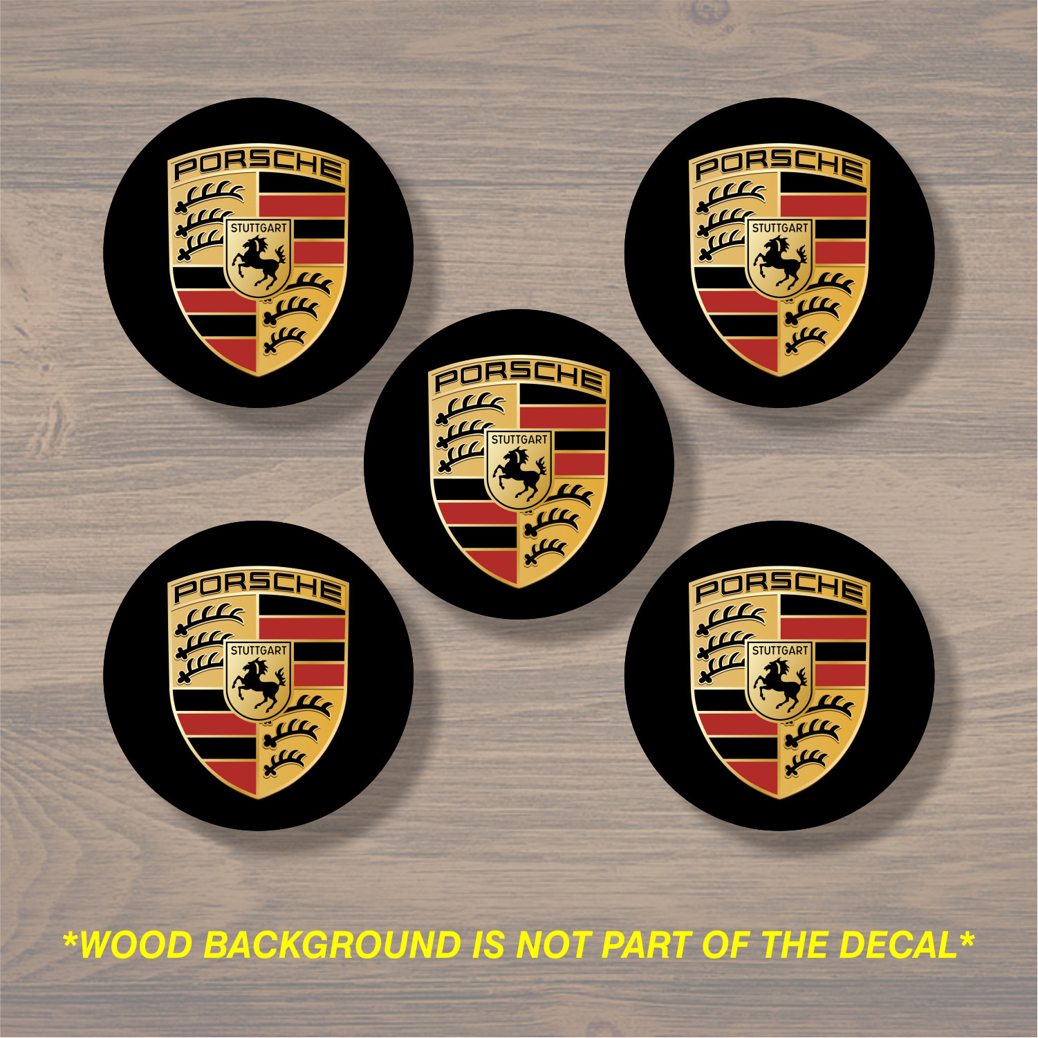 Vinyl Decal Sticker Overlays Fits Porsche Wheel Center Cap x5 Vinyl Decal Sticker Overlays Fits Porsche Wheel Center Cap x5