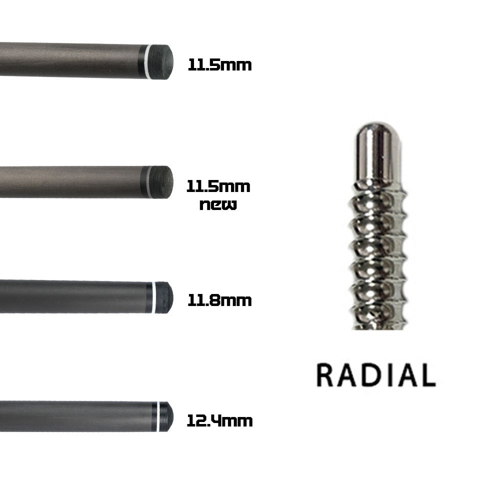DARIO Professional Low Deflection Carbon Fiber Pool Cue Shaft Accelerated Taper