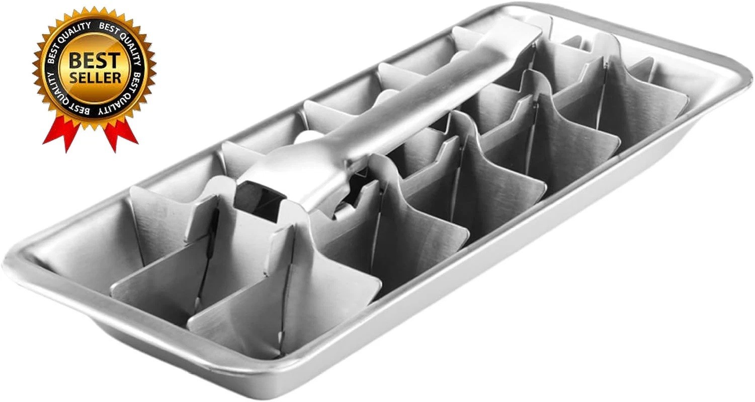 Metal Ice Cube Trays, Stainless Steel Ice Cube Trays, 18-Slot Ice Cube Tray