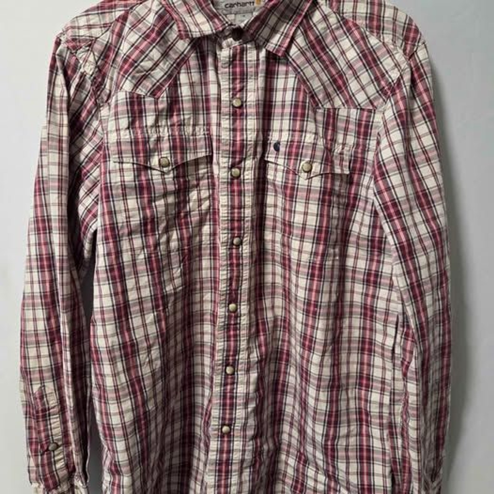 Carhartt Plaid Western Pearl Snap Shirt - Men\'s Medium