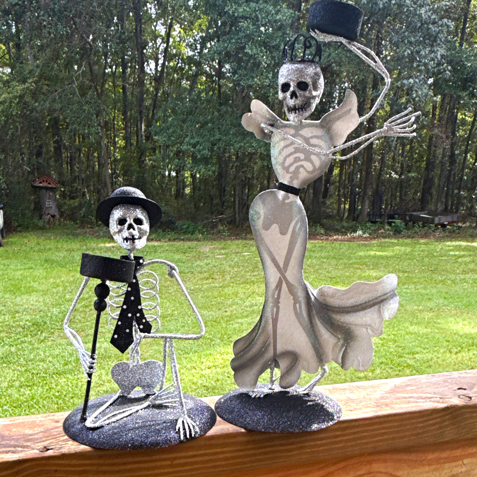 Pier 1 Rare Skeleton Bride/Groom Tealight Holder w/ Top Hat/Tierra Halloween Pier 1 Rare Skeleton Bride/Groom Tealight Holder w/ Top Hat/Tierra Halloween