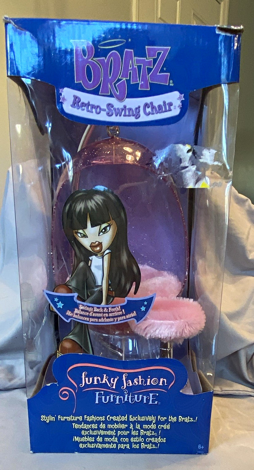 Bratz Funky Fashion Retro Swinging Chair & Ottoman Set Pink Purple Jade 10 in