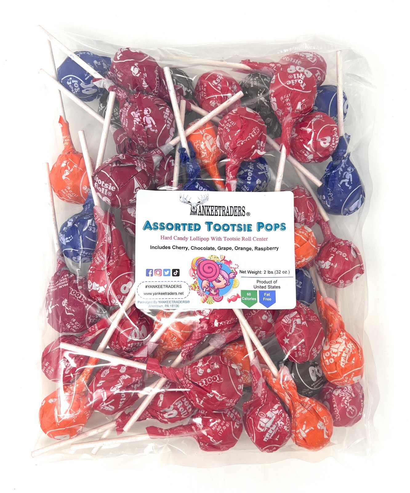 Tootsie Pops Assorted Flavors Lollipops, 2 lbs. ~ YANKEETRADERS® ~ Tootsie Pops Assorted Flavors Lollipops, 2 lbs. ~ YANKEETRADERS® ~