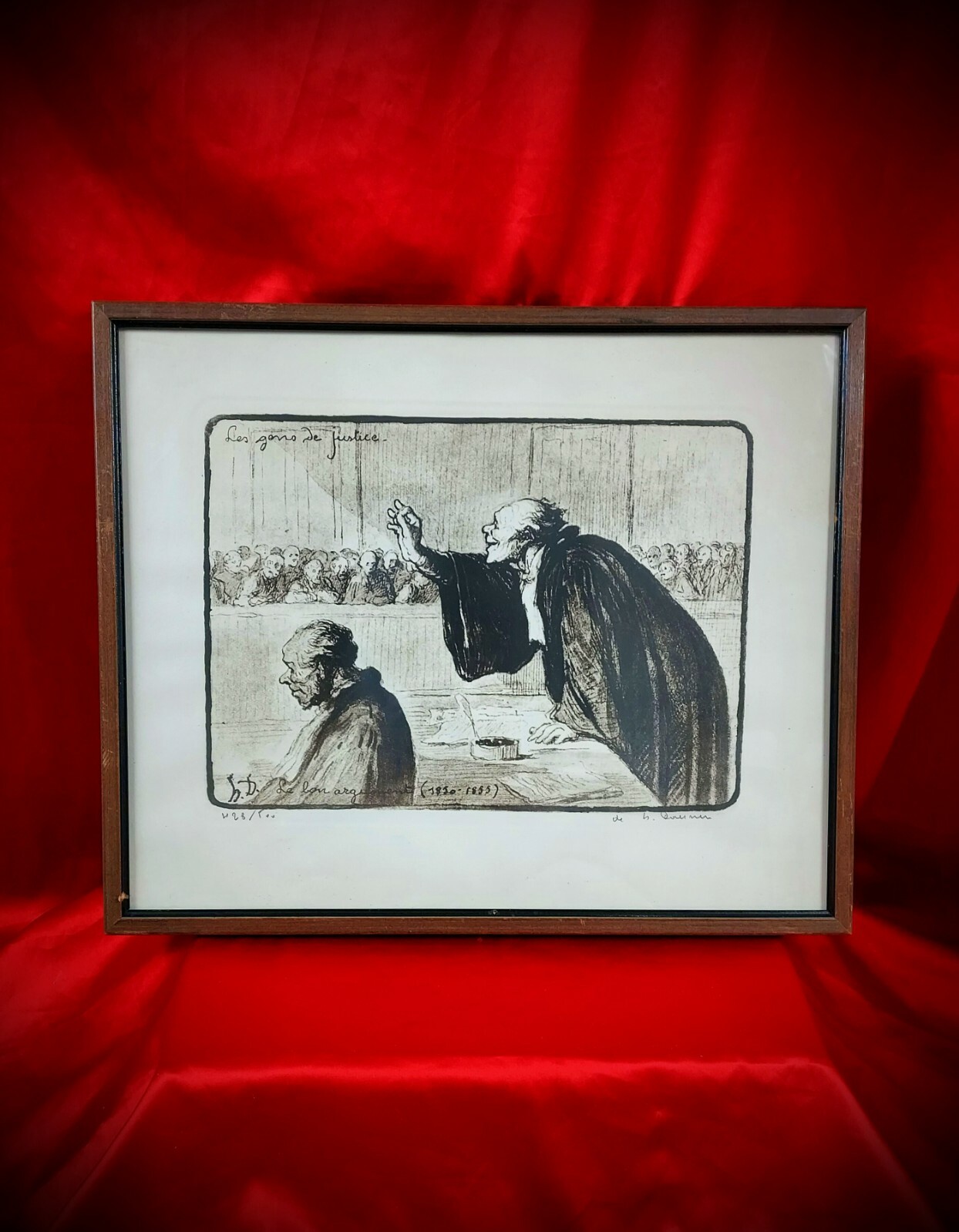 Vtg 1800s Framed Art Honore Daumier France 1808-1879 Lithograph La Bon Argument