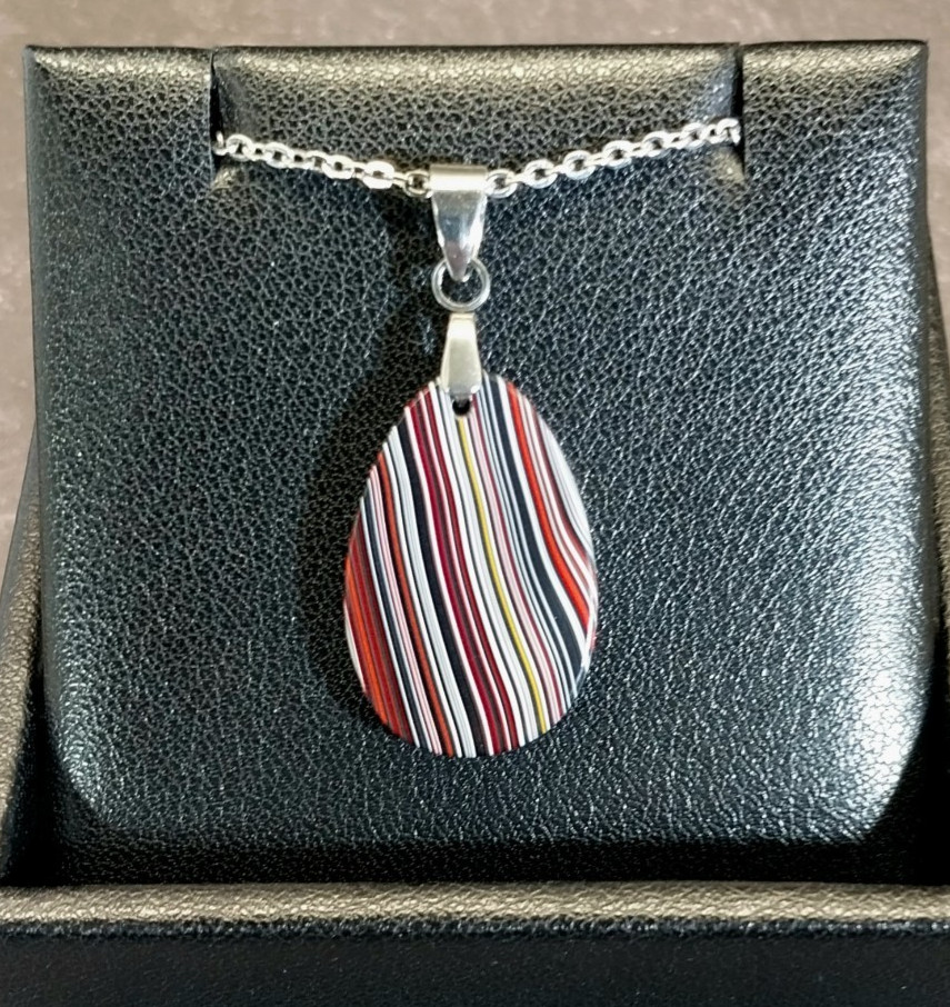 Fordite Necklace, Flat Teardrop, Happy Agate Studio, USA Veteran Handmade, EB29 Fordite Necklace, Flat Teardrop, Happy Agate Studio, USA Veteran Handmade, EB29