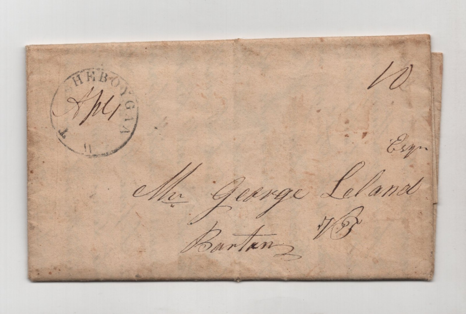 Us 1847 Sheboygan Wi Territory Stampless Folded Cover & Letter