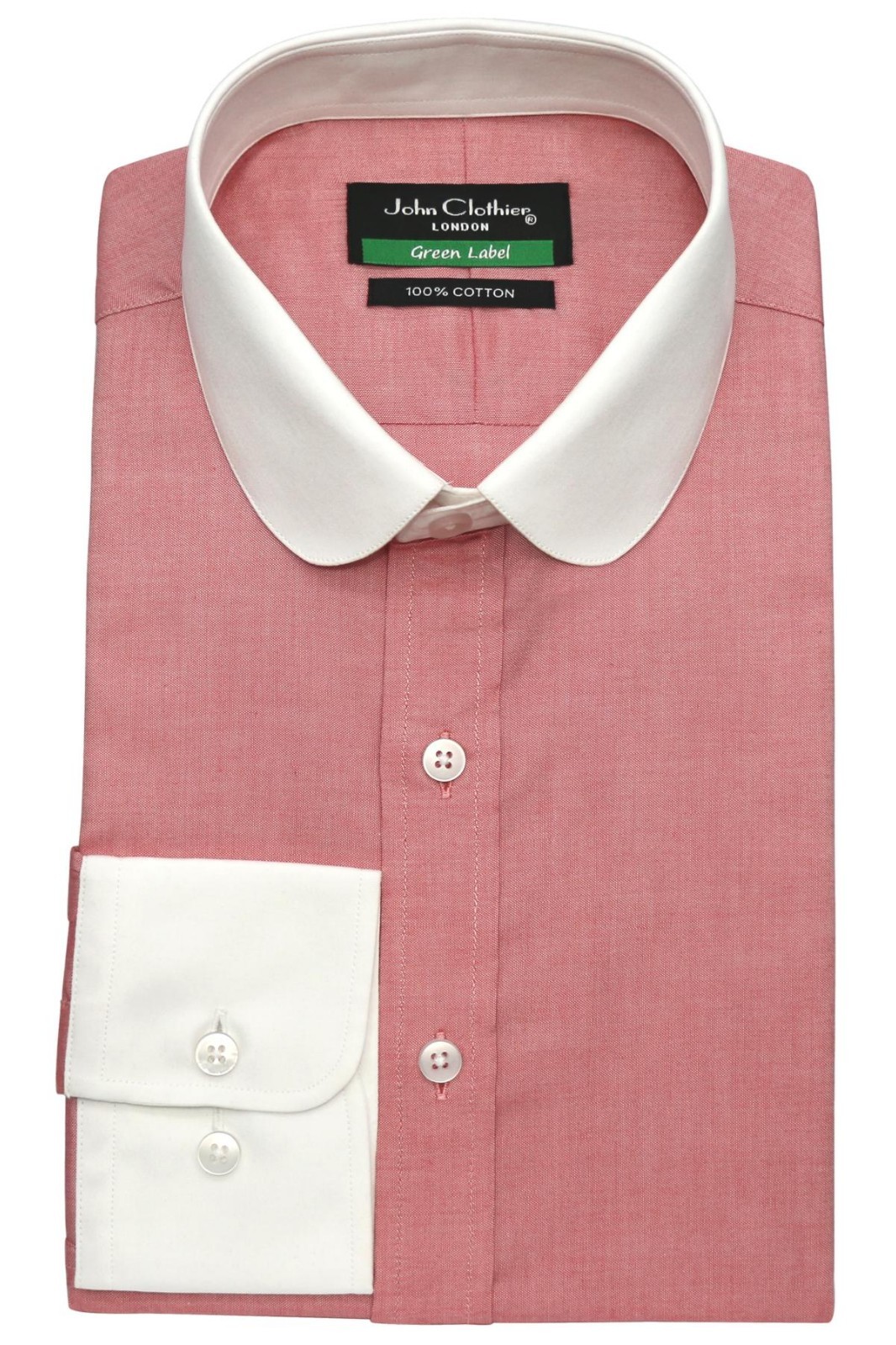 Men\'s Red Penny Round Club Collar Shirt 1950s Vintage Edwardian Theatre Costume
