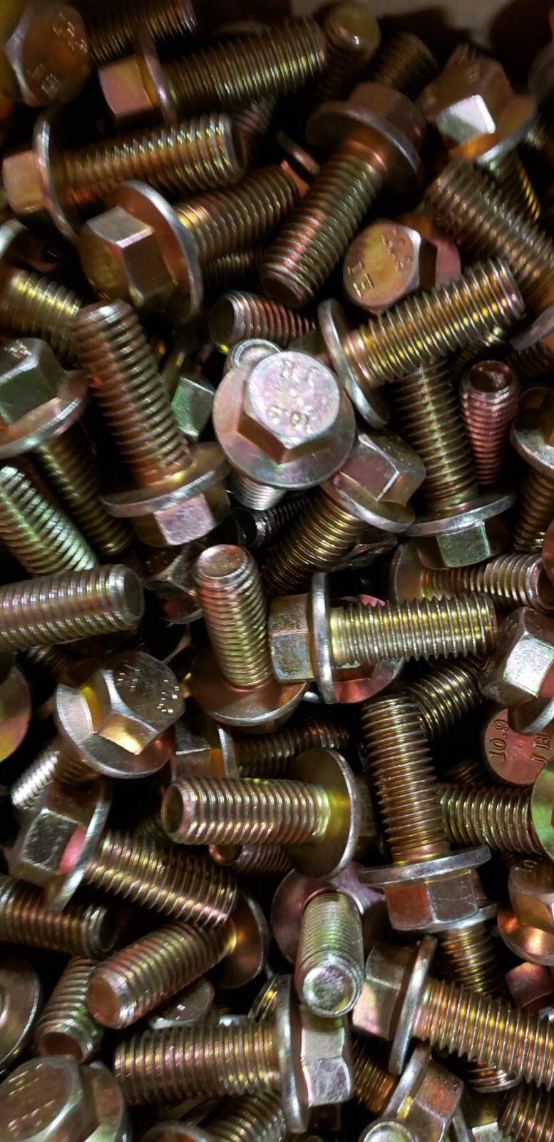 M8-1.25 X 25MM 10.9 Hex Flange Bolt Yellow Zinc Coarse Thread