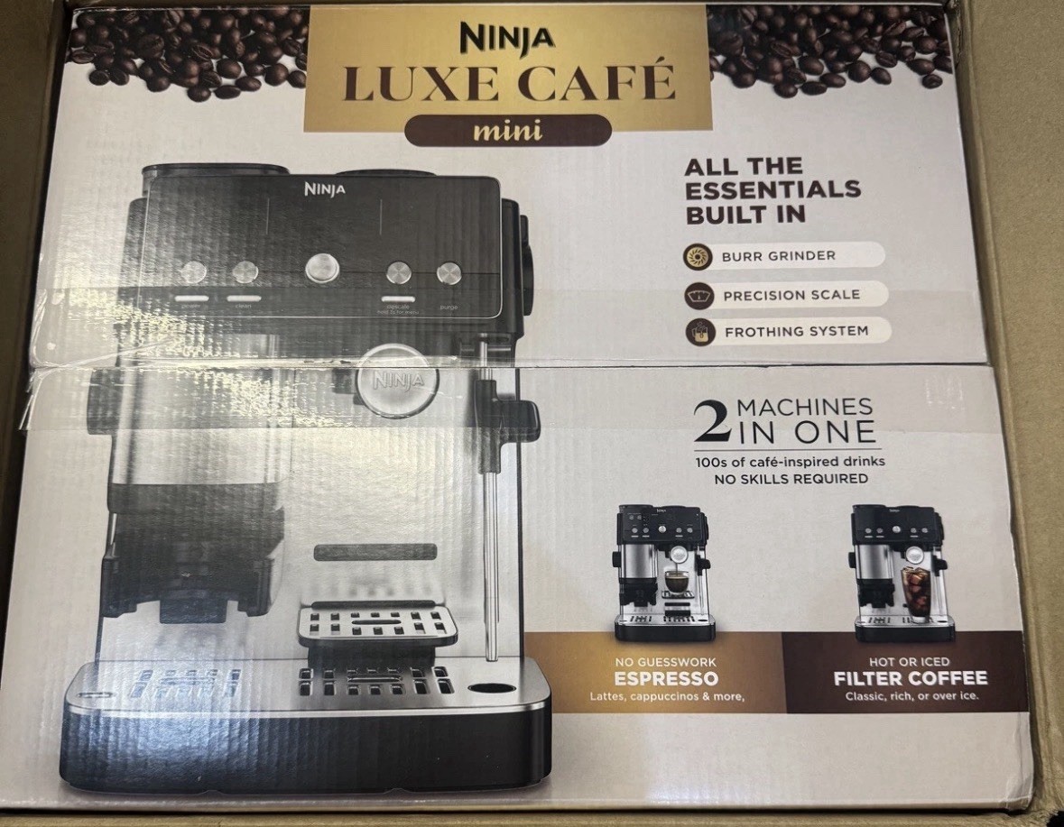 Ninja Luxe Café Mini, Espresso Machine & Drip Coffee, Stainless, ES301 New Ninja Luxe Café Mini, Espresso Machine & Drip Coffee, Stainless, ES301 New