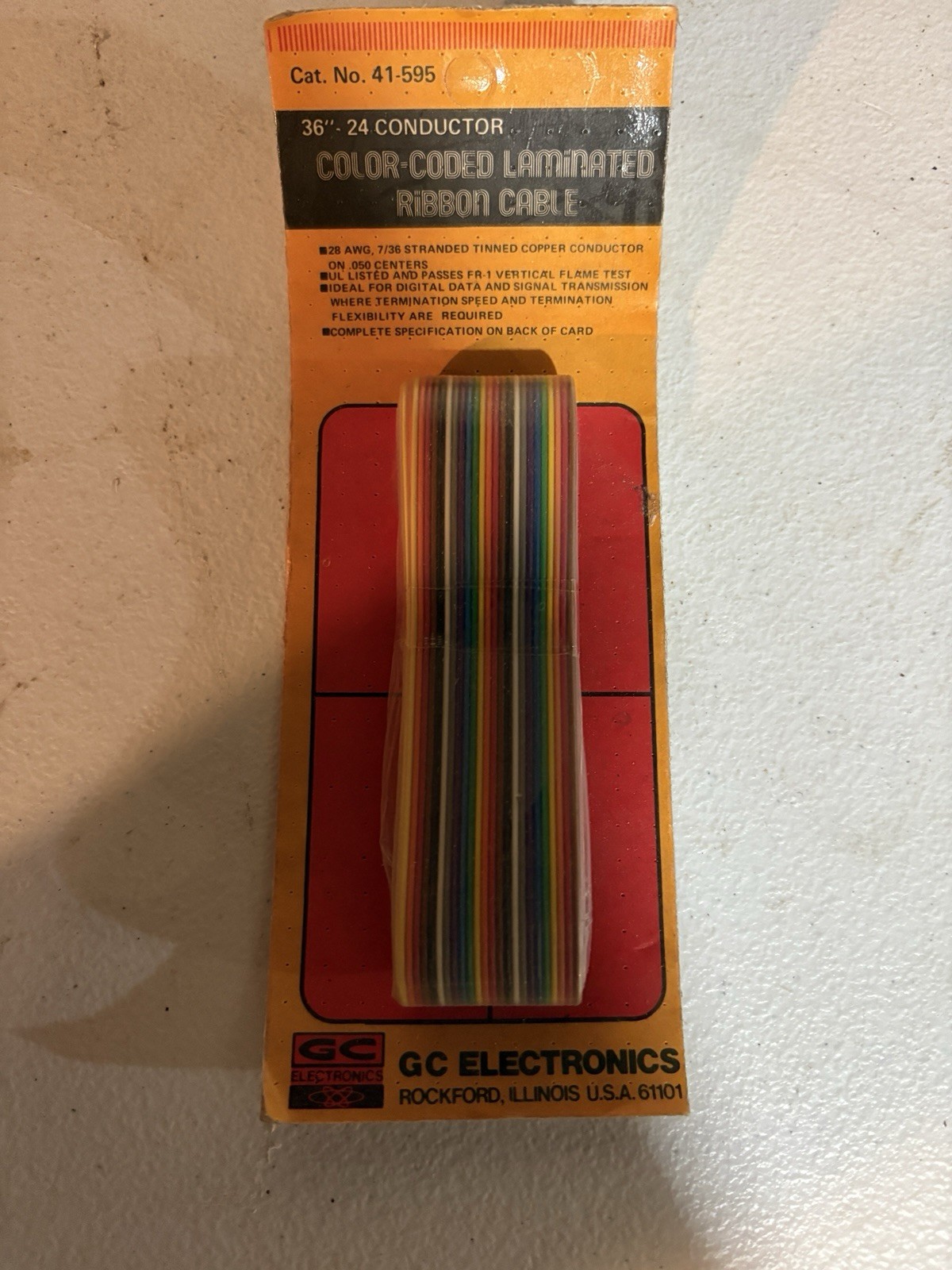Vintage GC Electronics 41-595 24 Conductor Ribbon Cable 36” NOS