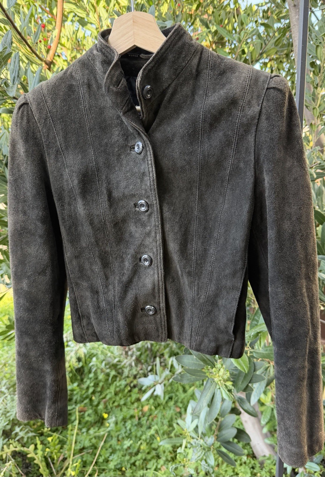 vintage wilson Leather suede cropped jacket womens sz 6 stand collar button vintage wilson Leather suede cropped jacket womens sz 6 stand collar button
