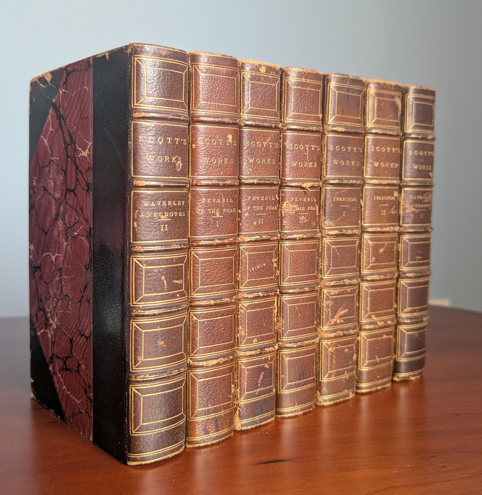 Sir Walter Scott\'s Works 7 Vol Set Ivanhoe Peveril Waverley 1833 Illustrated