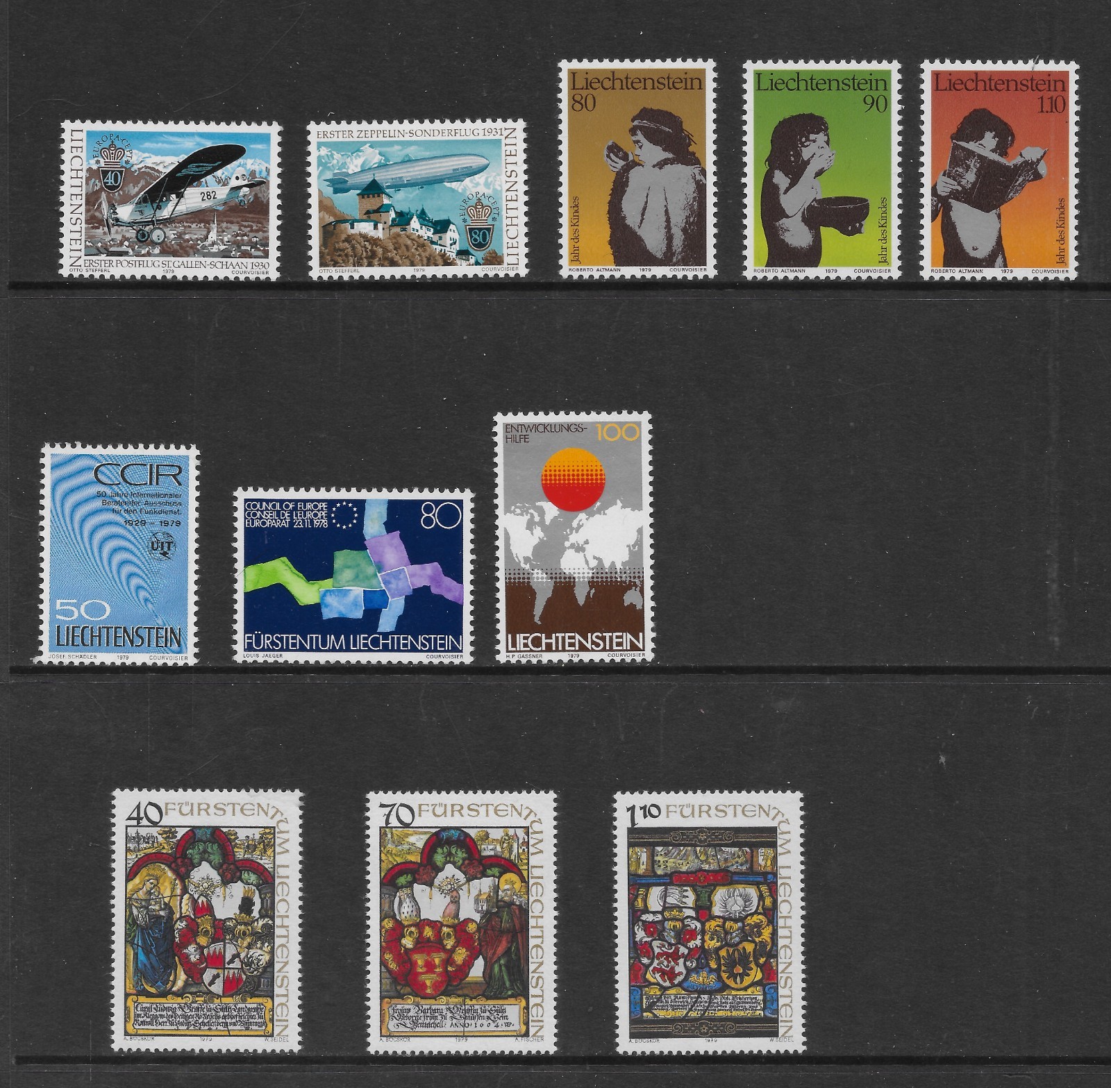 LIECHTENSTEIN SCOTT 663 - 673  MINT NEVER HINGED SETS - 1979 POSTAGE ISSUES