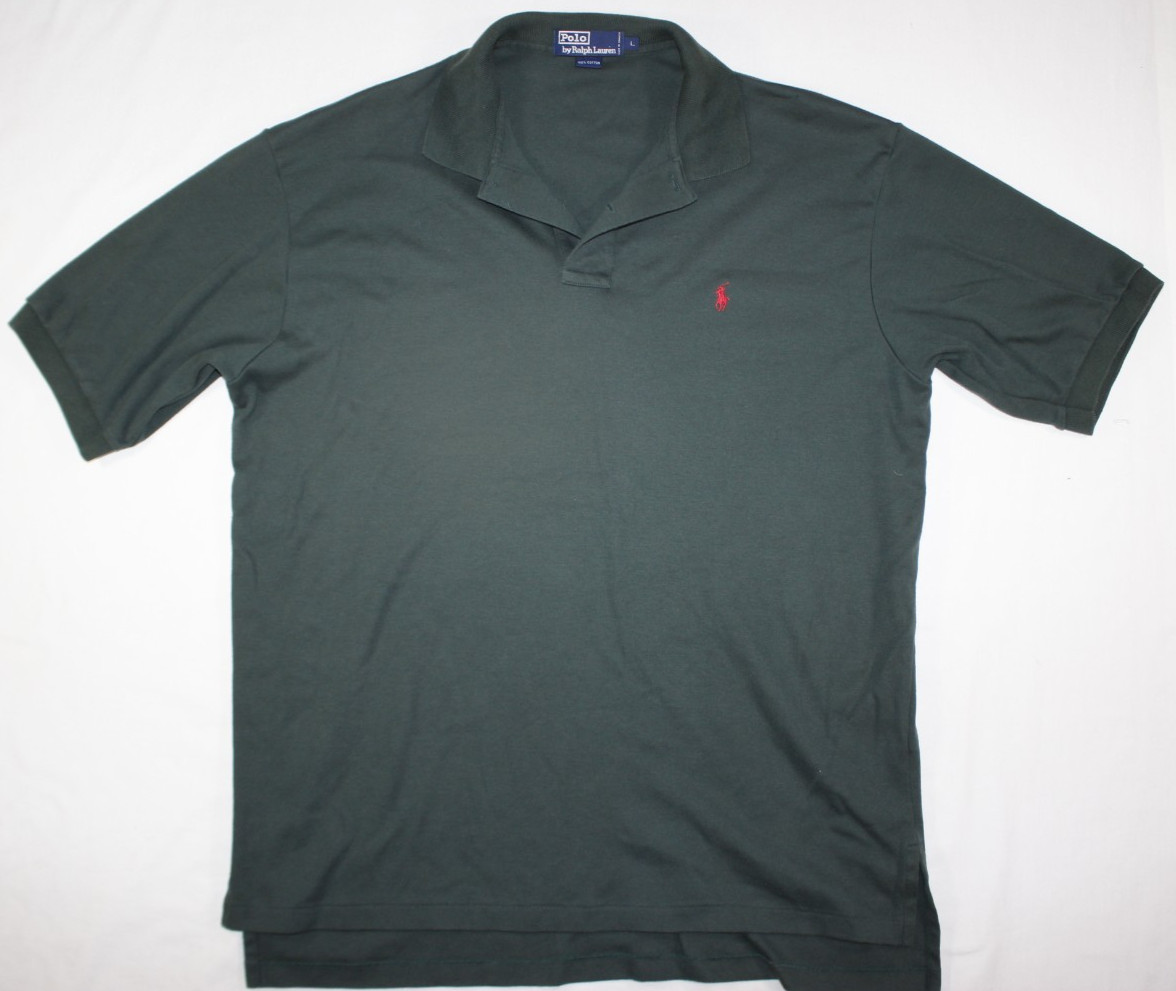 Vintage Polo Ralph Lauren Shirt Men\'s L Soft Cotton Jersey Made In Jamaica Green