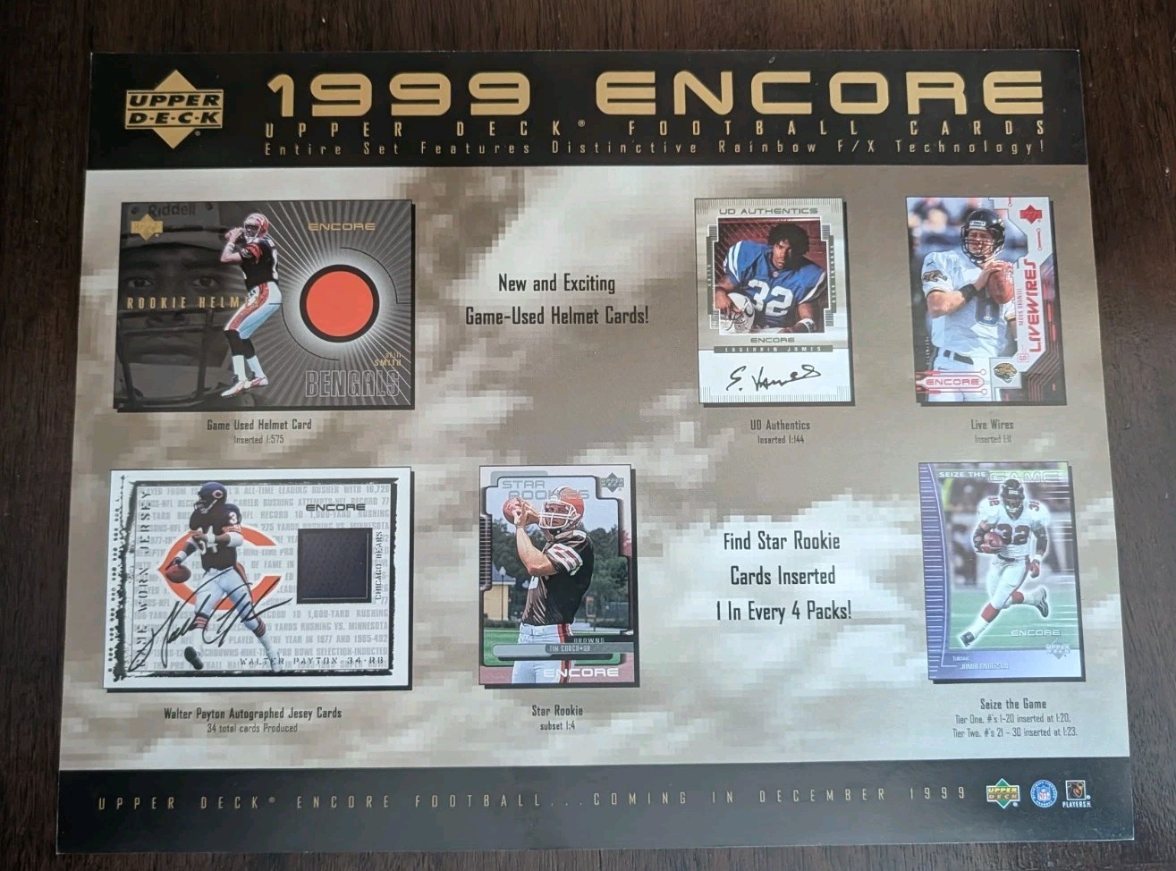 1999 UD Encore Football Sell Sheet (NO CARDS) Smith, Couch, James, Williams