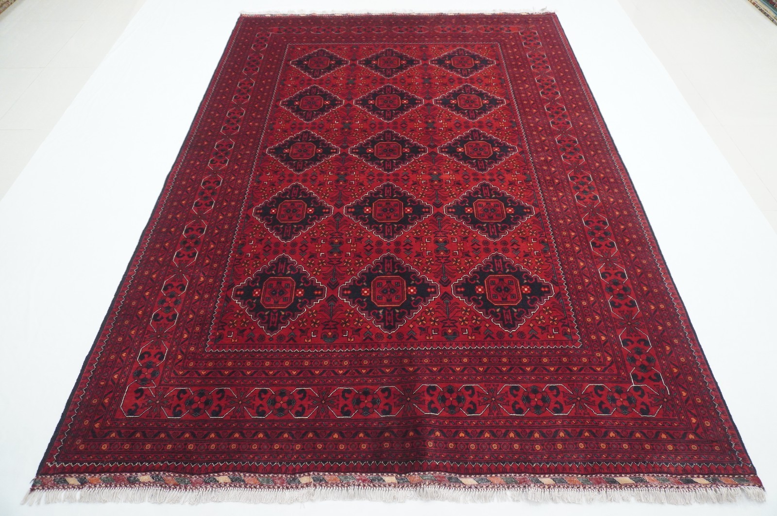 7x10 ft Red Khal Mohammadi Afghan Hand Knotted Wool Area Rug 6\'7\