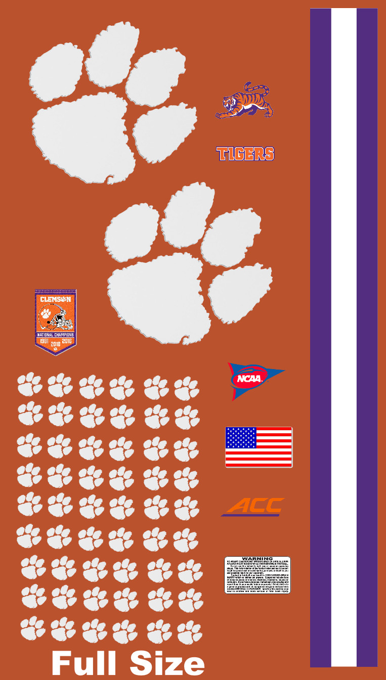 Clemson Tigers Full Size FS Football Helmet Decals Clemson Tigers Full Size FS Football Helmet Decals