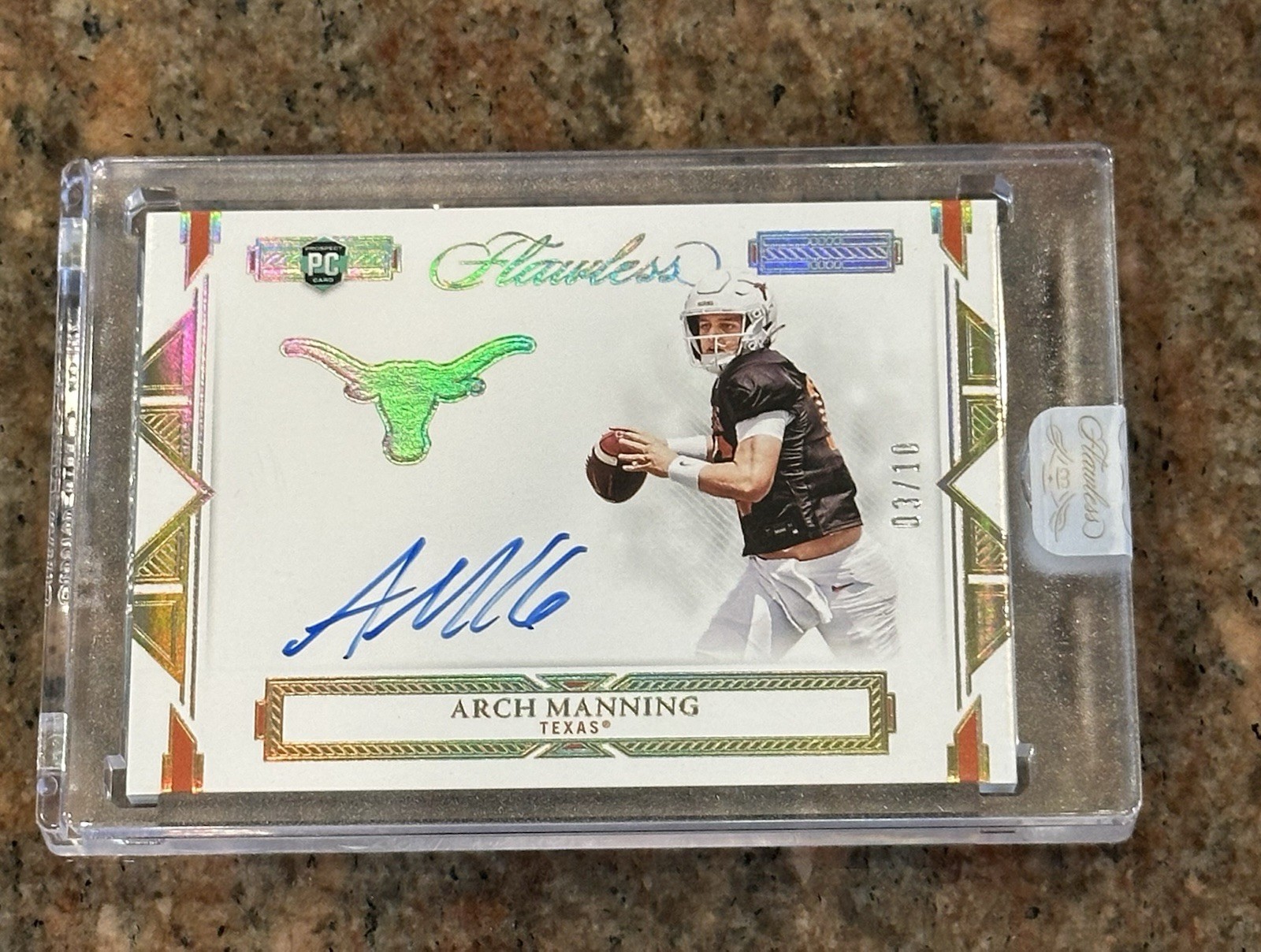 2023 Flawless Arch Manning Gold On Card Auto /10 Encased