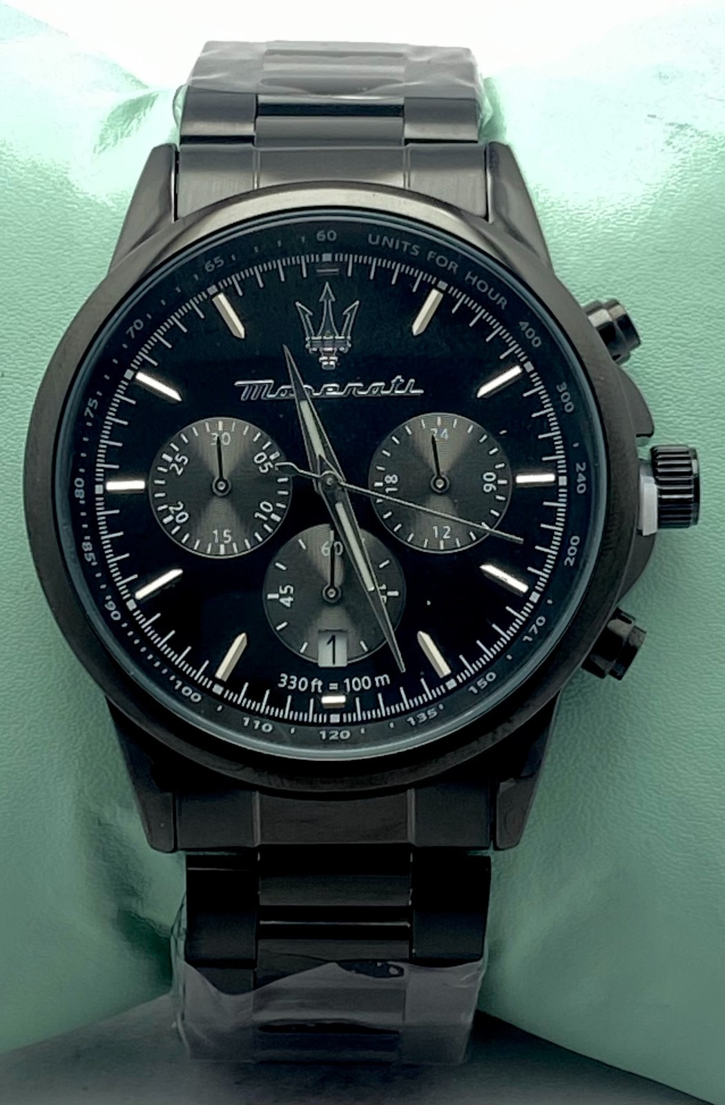 Refurbished Rare Look Maserati Black Dial Chronograph & Date Quartz Wristwatch