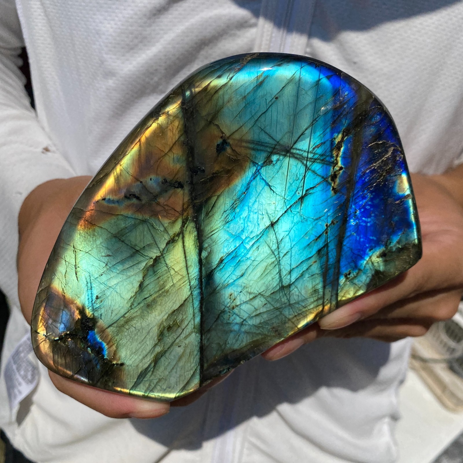 2.6lb Natural labradorite quartz crystal freeform polished specimen healing