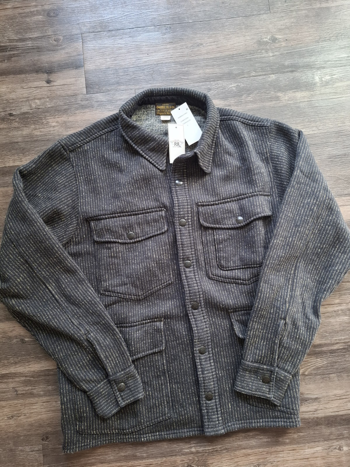 NWT RRL Ralph Lauren Browns Beach Cloth Shirt Jacket Large Fleece Jacquard NWT RRL Ralph Lauren Browns Beach Cloth Shirt Jacket Large Fleece Jacquard
