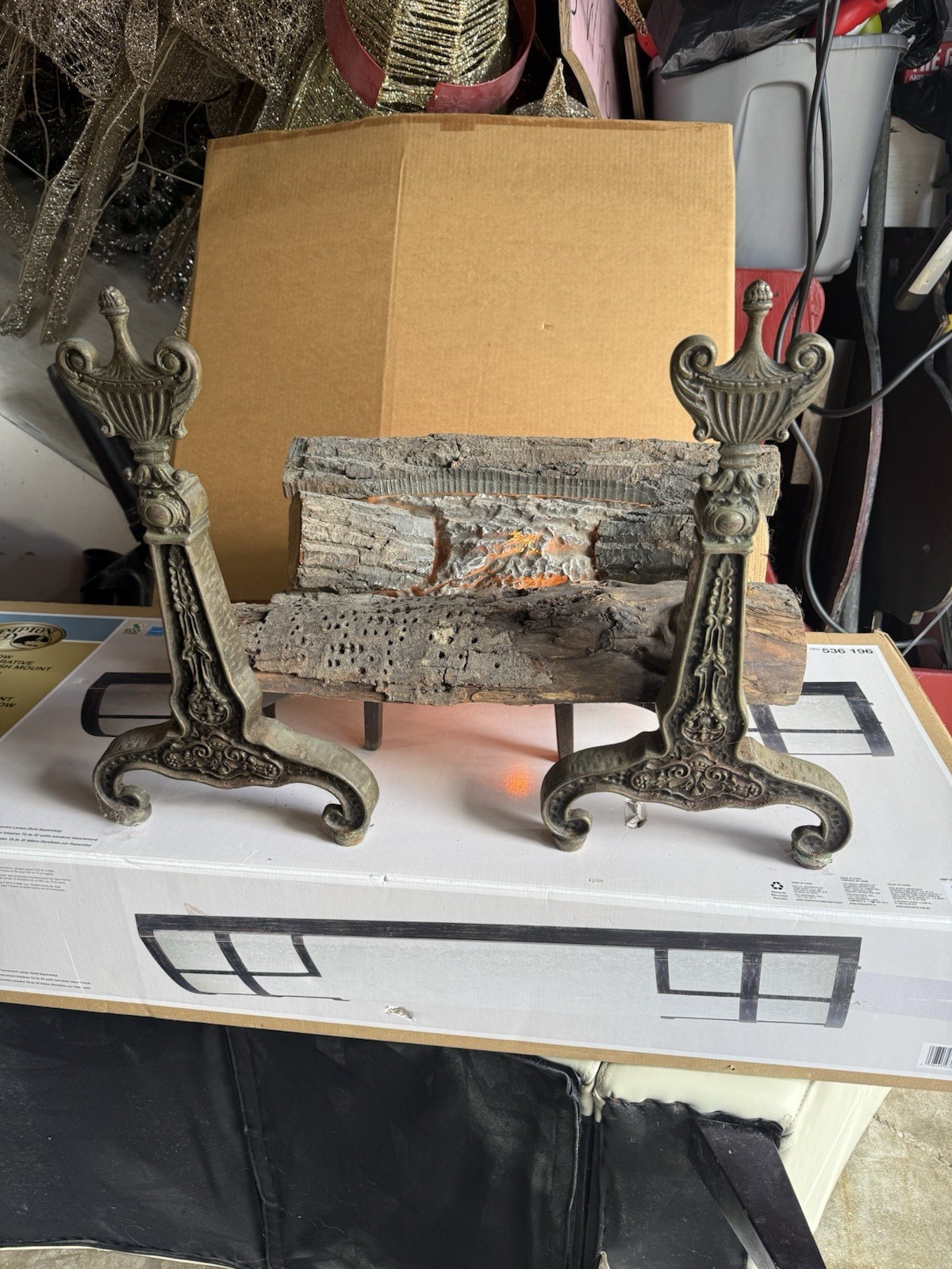 Vintage Set Cast Iron Fireplace Andirons Fire Dogs Primitive  18” Pullman N.Y.