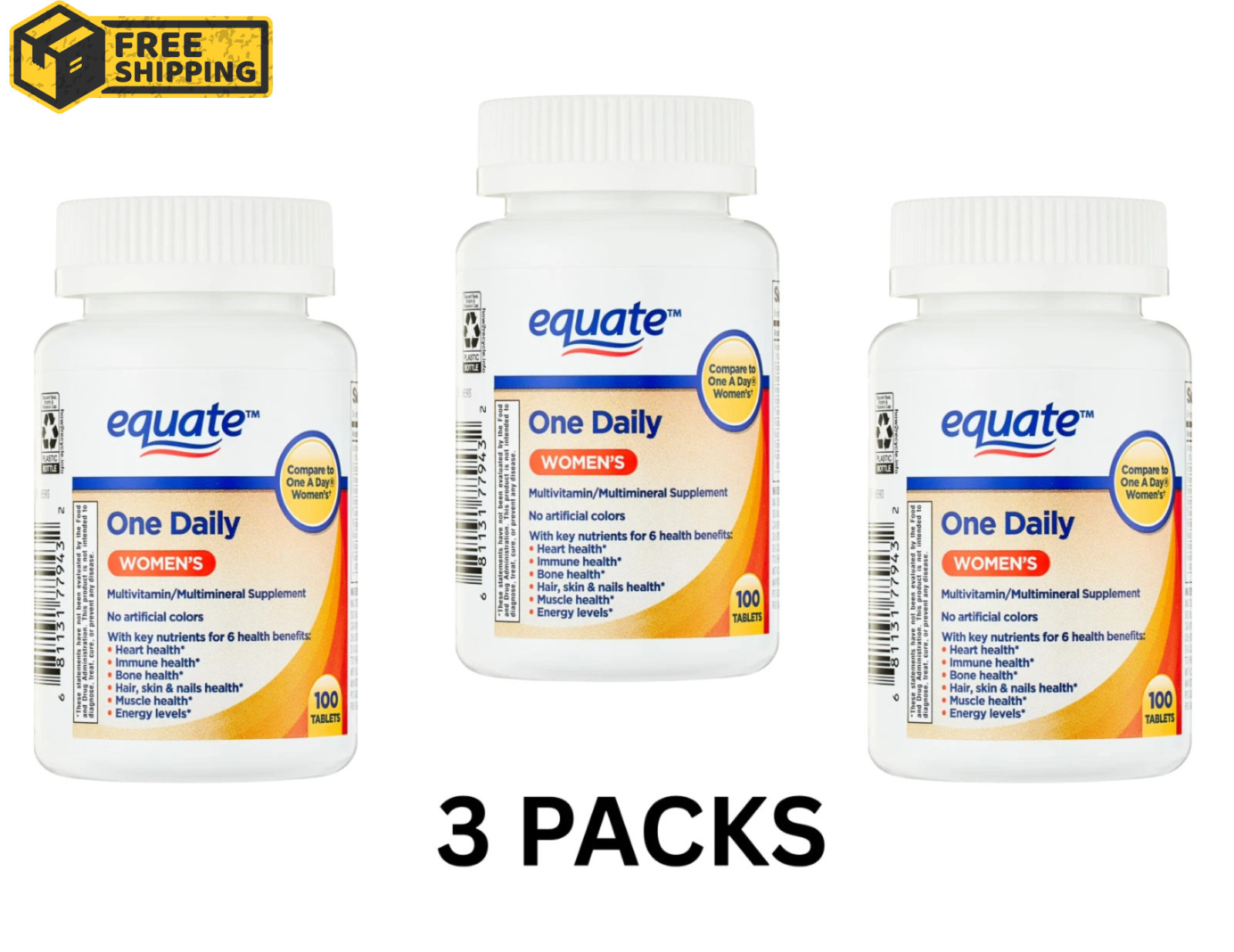 Equate One Daily Women'S Tablets Multivitamin/Multimineral Supplement, 100 Count