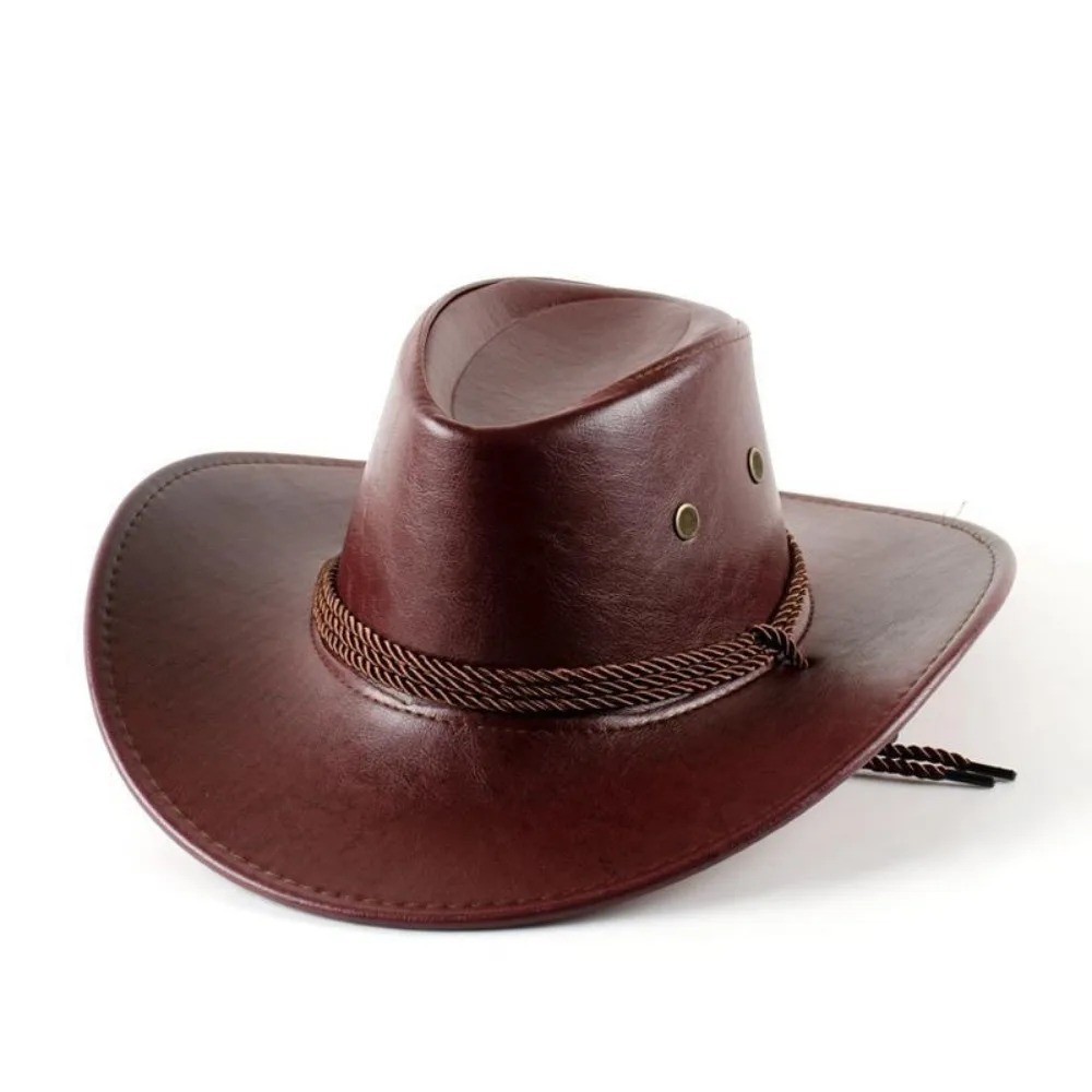 Men and Women Brown Genuine Leather Cowboy Western Hat Men and Women Brown Genuine Leather Cowboy Western Hat
