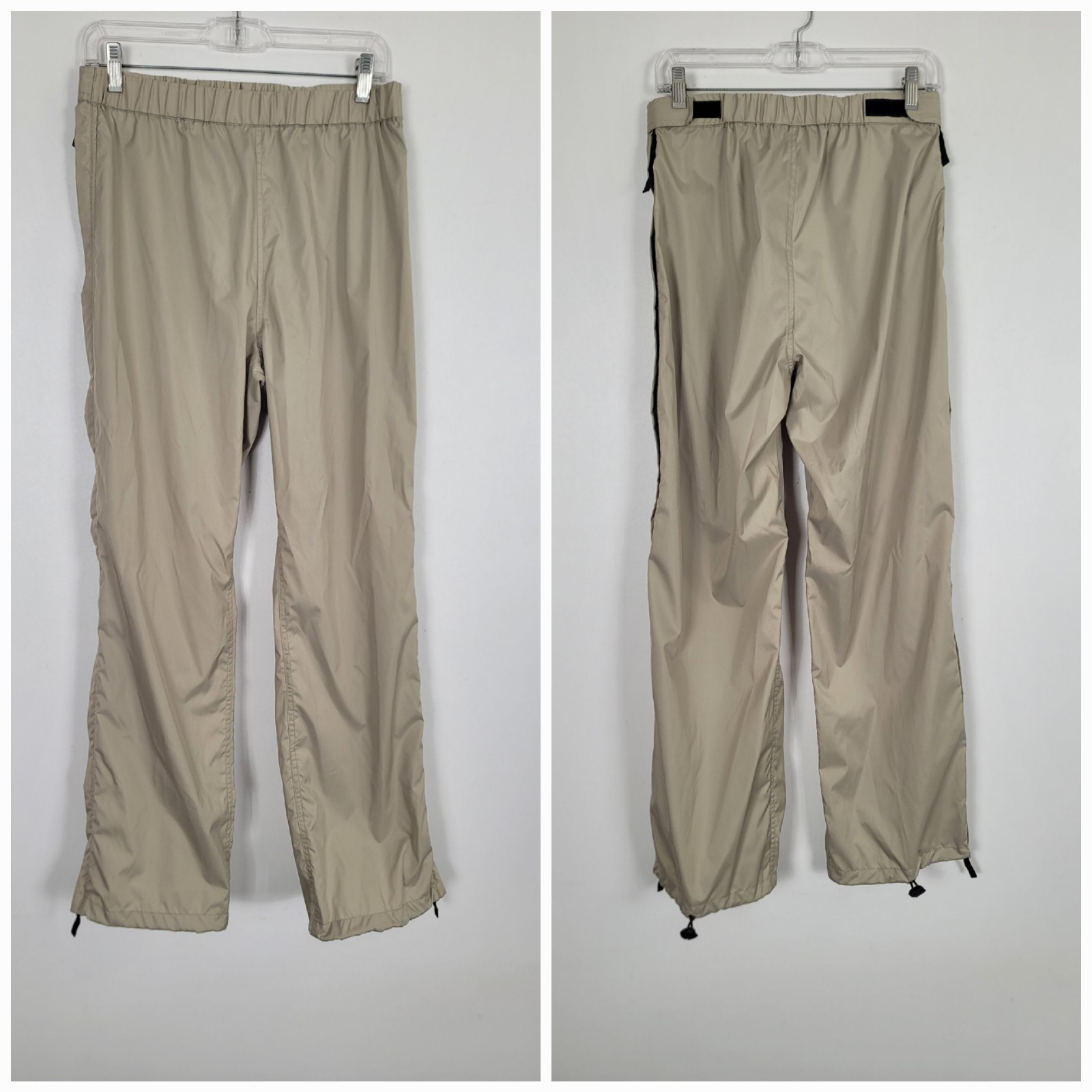 KERRITS Khaki Full Zip Sides Waterproof Rain Over Pants Show Breeches Large
