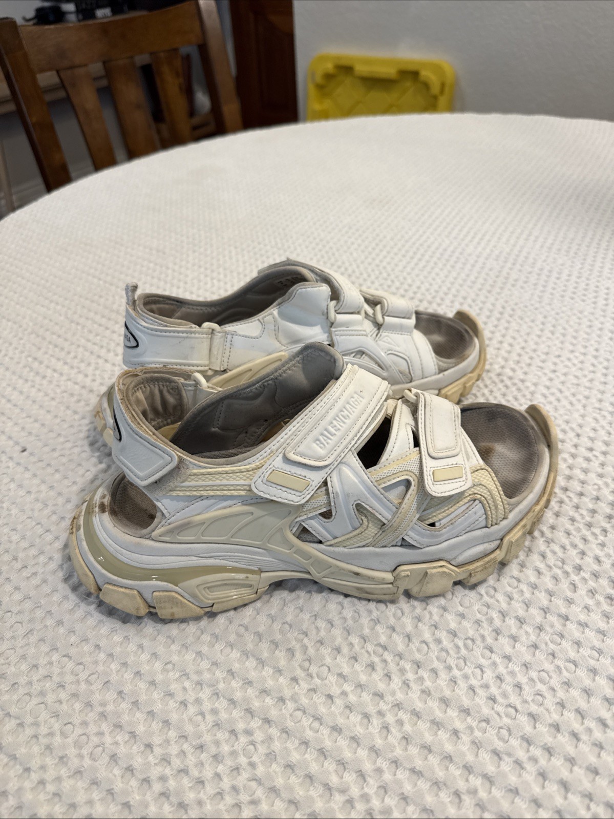 NEEDS CLEANING Balenciaga Track Chunky Sneaker Sandals Women’s Sz 9 Off White