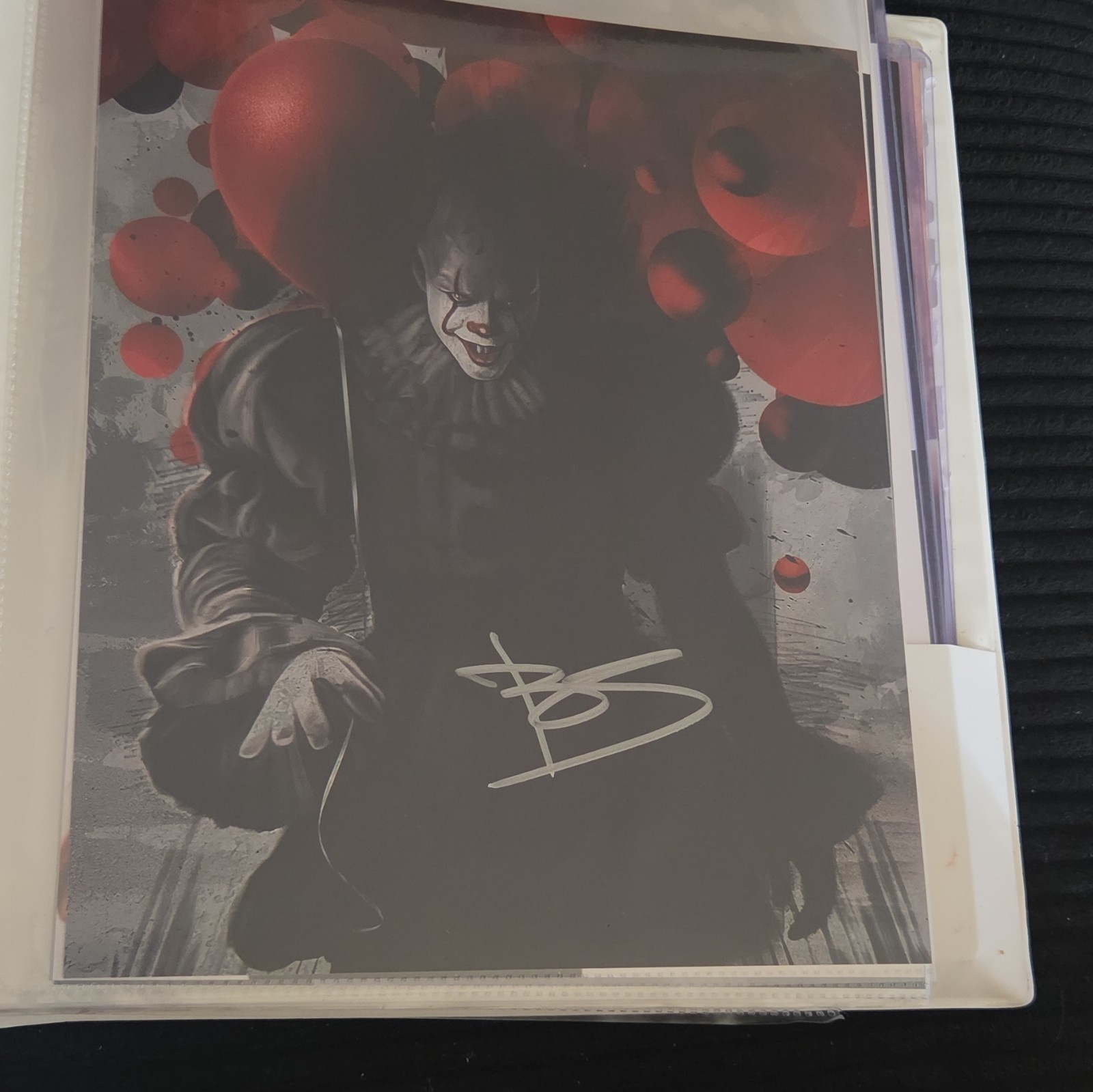 Signed Pennywise (IT) Color Comic Cover Art Print with Red Balloons Signed Pennywise (IT) Color Comic Cover Art Print with Red Balloons