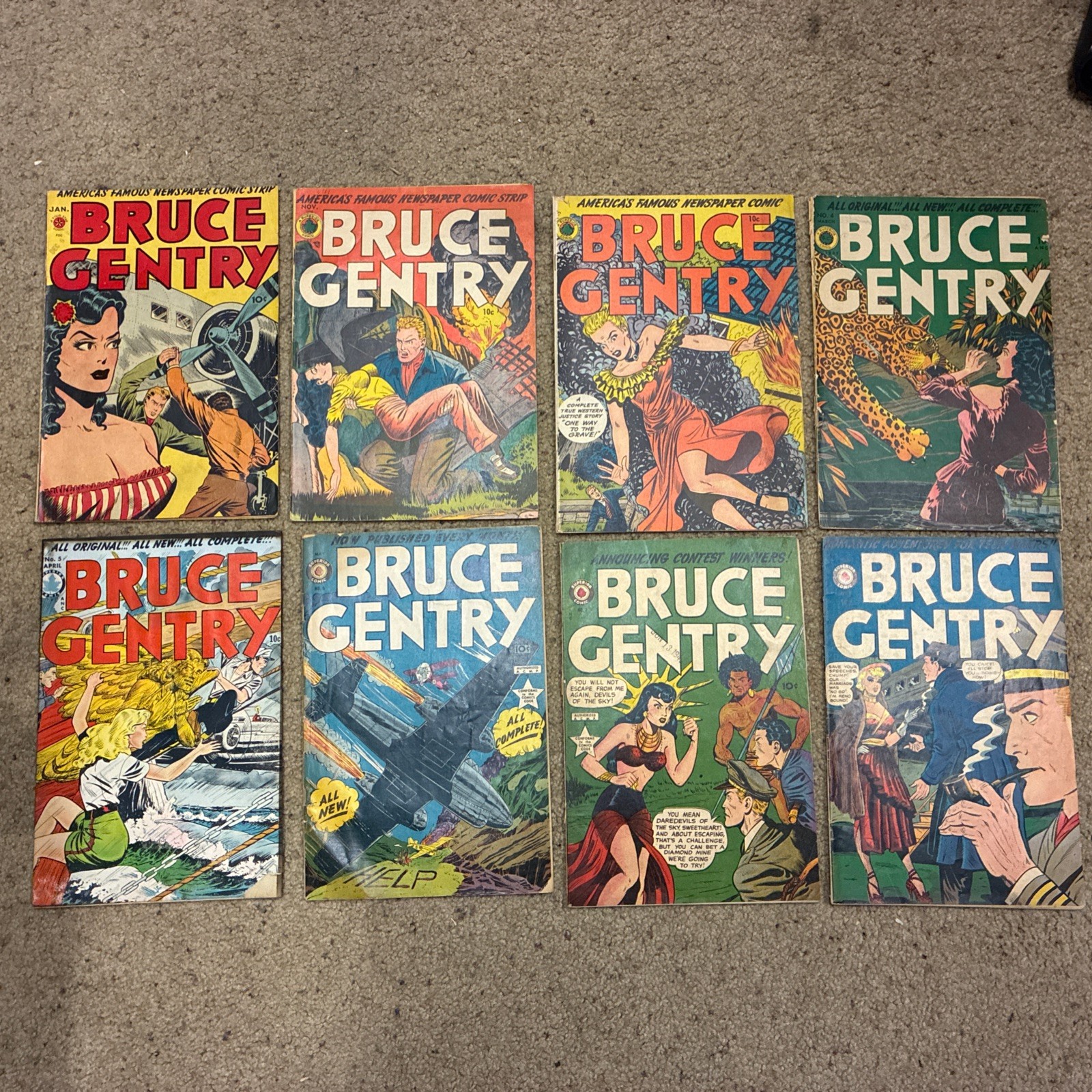 Bruce Gentry #1,2,3,4,5,6,7,8 Full Series - GGA War Comics from 1948