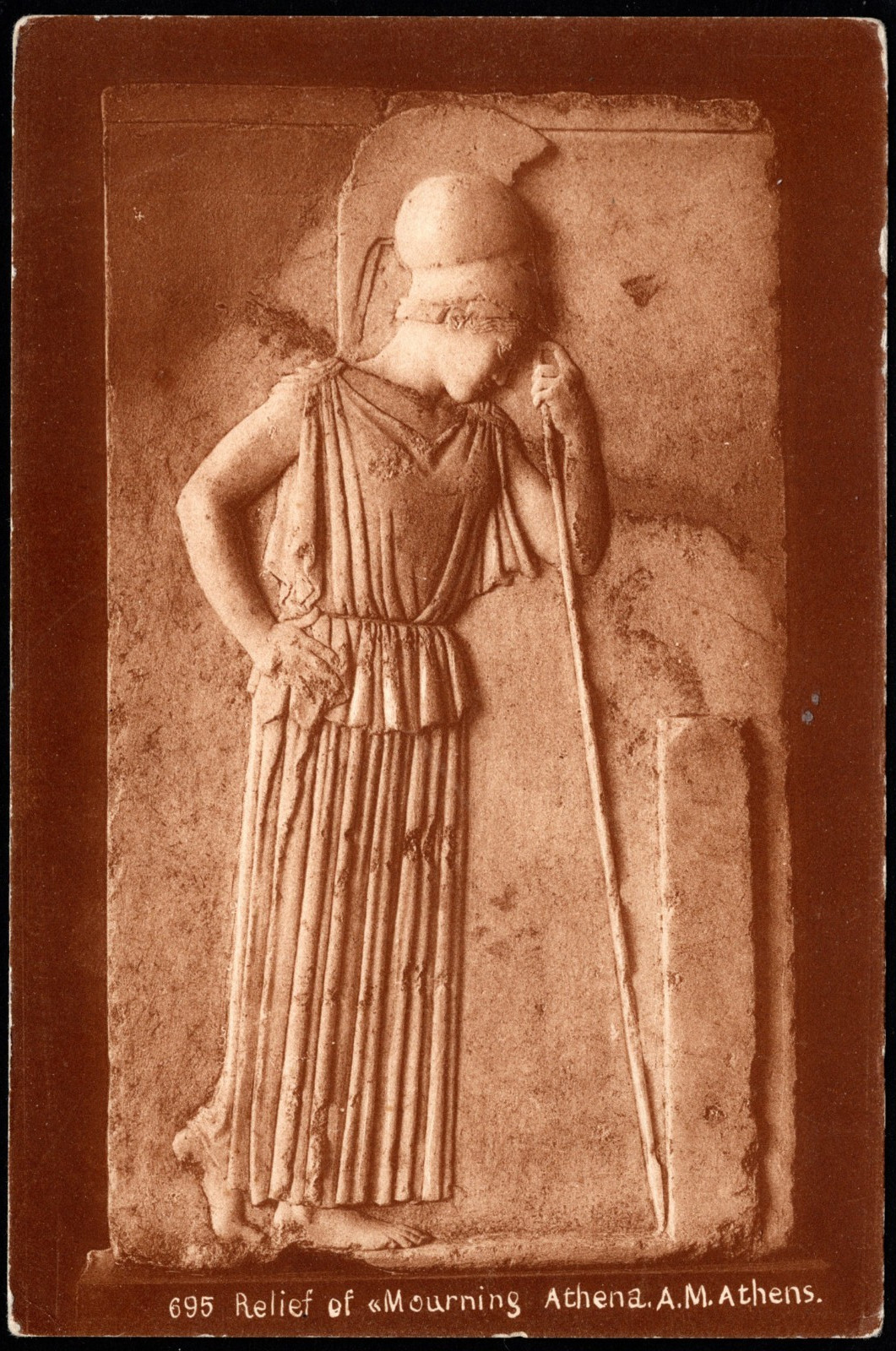 Postcard Relief of Mourning Athena, A. M., Athens, Greece