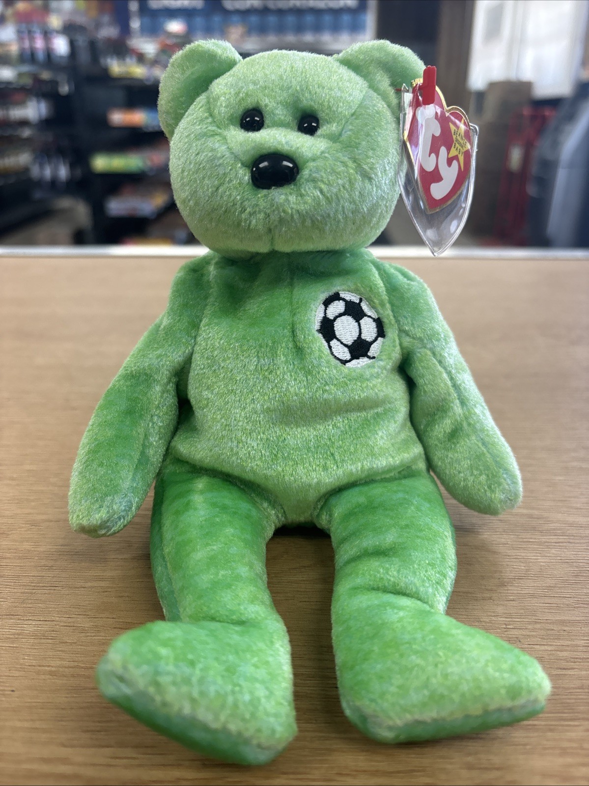 Ty Beanie Baby -  “Kicks the Soccer Bear “ [Retired & Brand New]