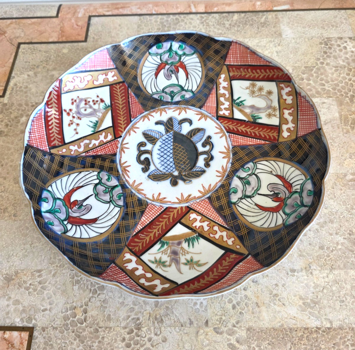 Rare - Japanese Porcelain Meiji Imari Plate -9.75” - Fuku Mark 1890\' - Excellent
