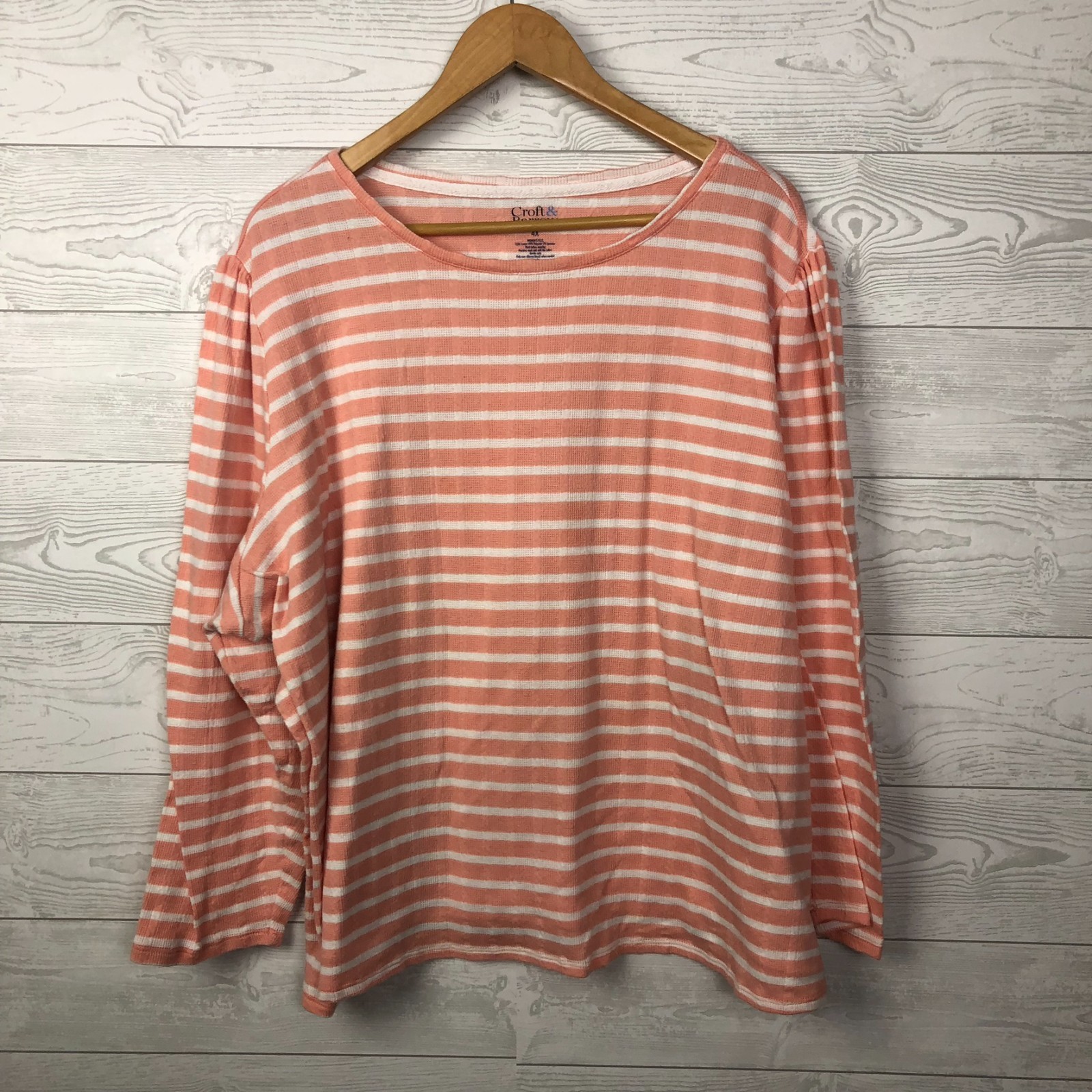 Croft & Barrow Women\'s 4X Striped Long Sleeve Pullover Knit Top Cotton Blend Croft & Barrow Women\'s 4X Striped Long Sleeve Pullover Knit Top Cotton Blend