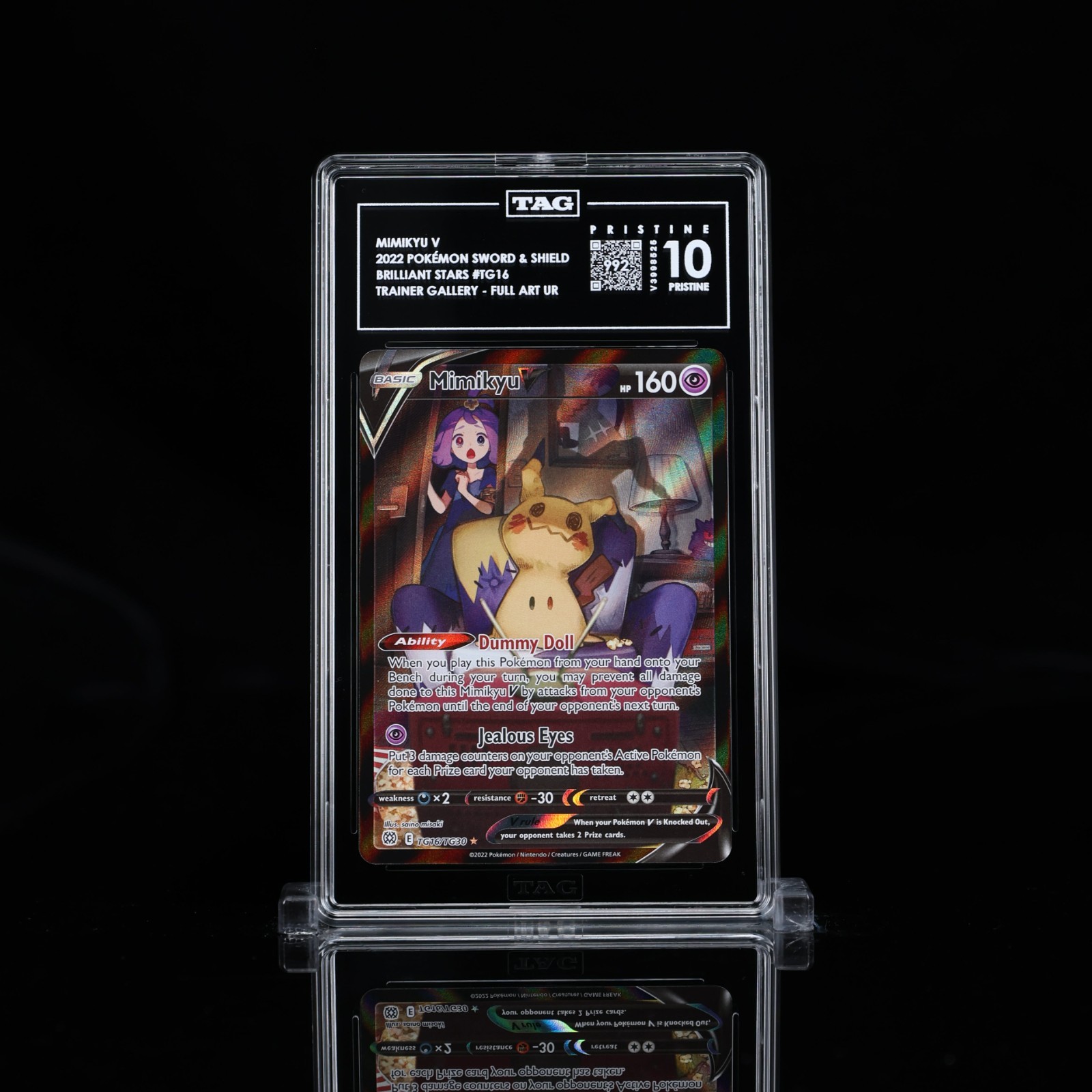 TAG PRISTINE 10 992 2022 Pokemon Swsh Brilliant Stars FA/Mimikyu V #TG16 (POP 1)