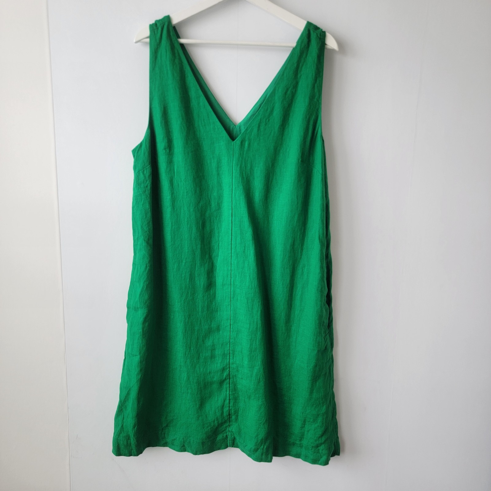 J Crew women\'s  Maxine V-neck shift dress size LT in linen sleeveless beachy
